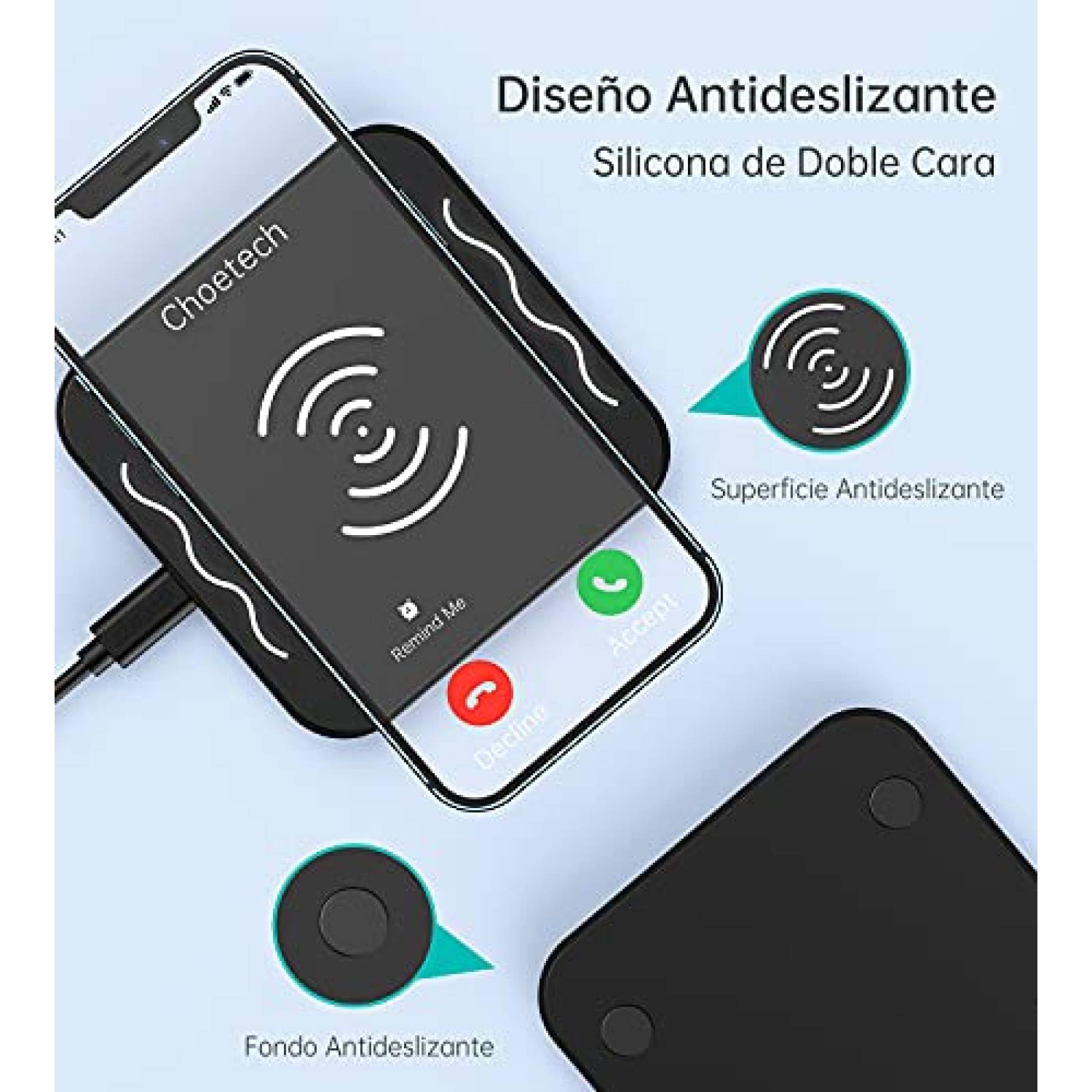 Funda CHOETECH Cargador Inalámbrico,Qi Wireless Charger o incluido