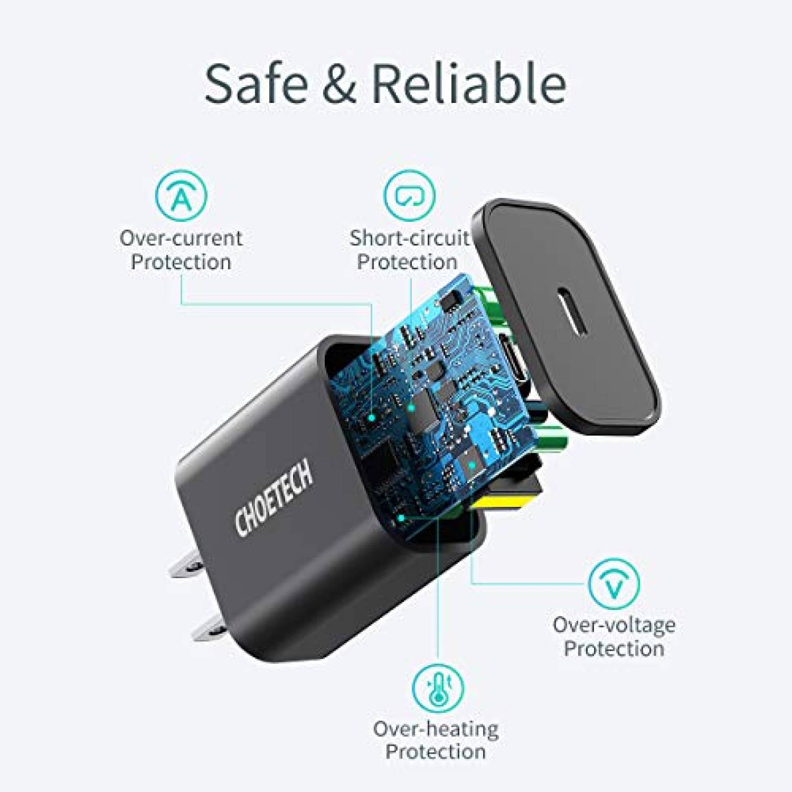 Funda Cargador Rapido iPhone,CHOETECH Cargador Tipo C PD irPods Pro