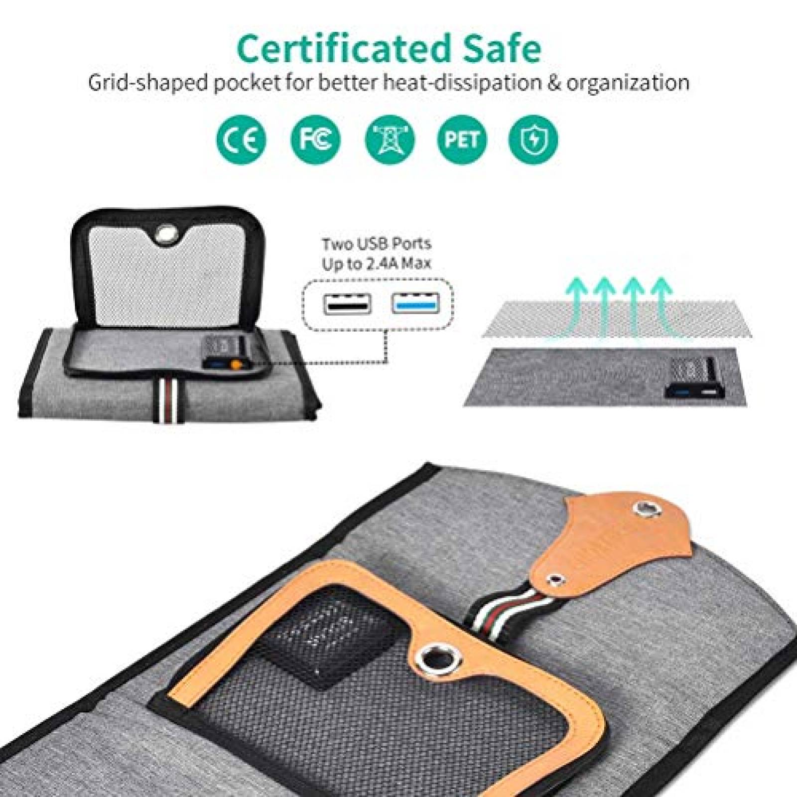 Funda CHOETECH Cargador Solar Plegable, 22W Panel Solar etooth etc