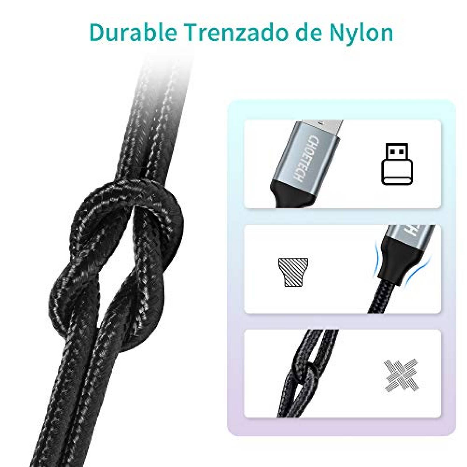 Cable Usb Tipo C Nylon Carga Rápida Samsung Lg Xioami Sony