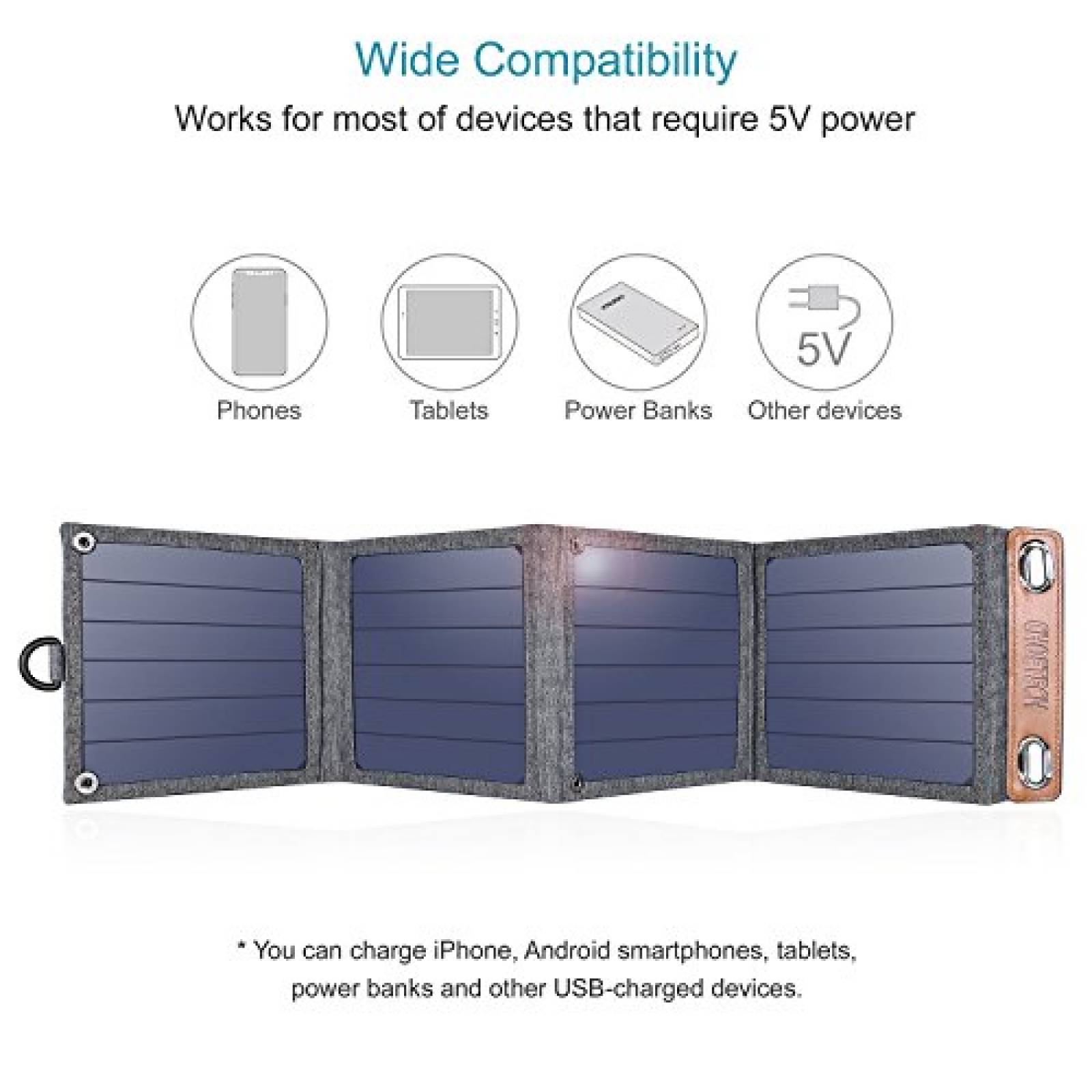 Funda CHOETECH Cargador Solar Plegable, 14W Cargador Ext r/Mini etc