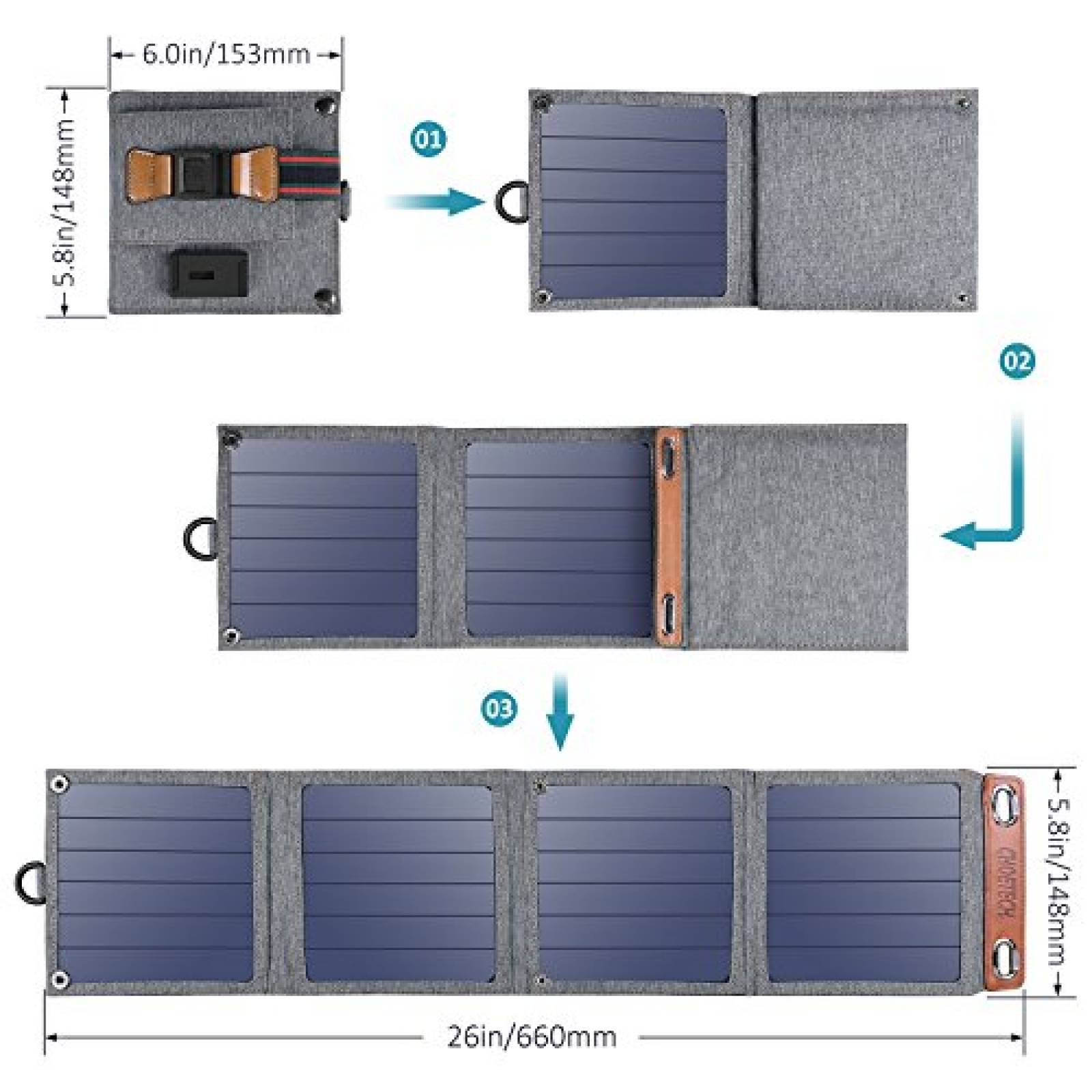 Funda CHOETECH Cargador Solar Plegable, 14W Cargador Ext r/Mini etc