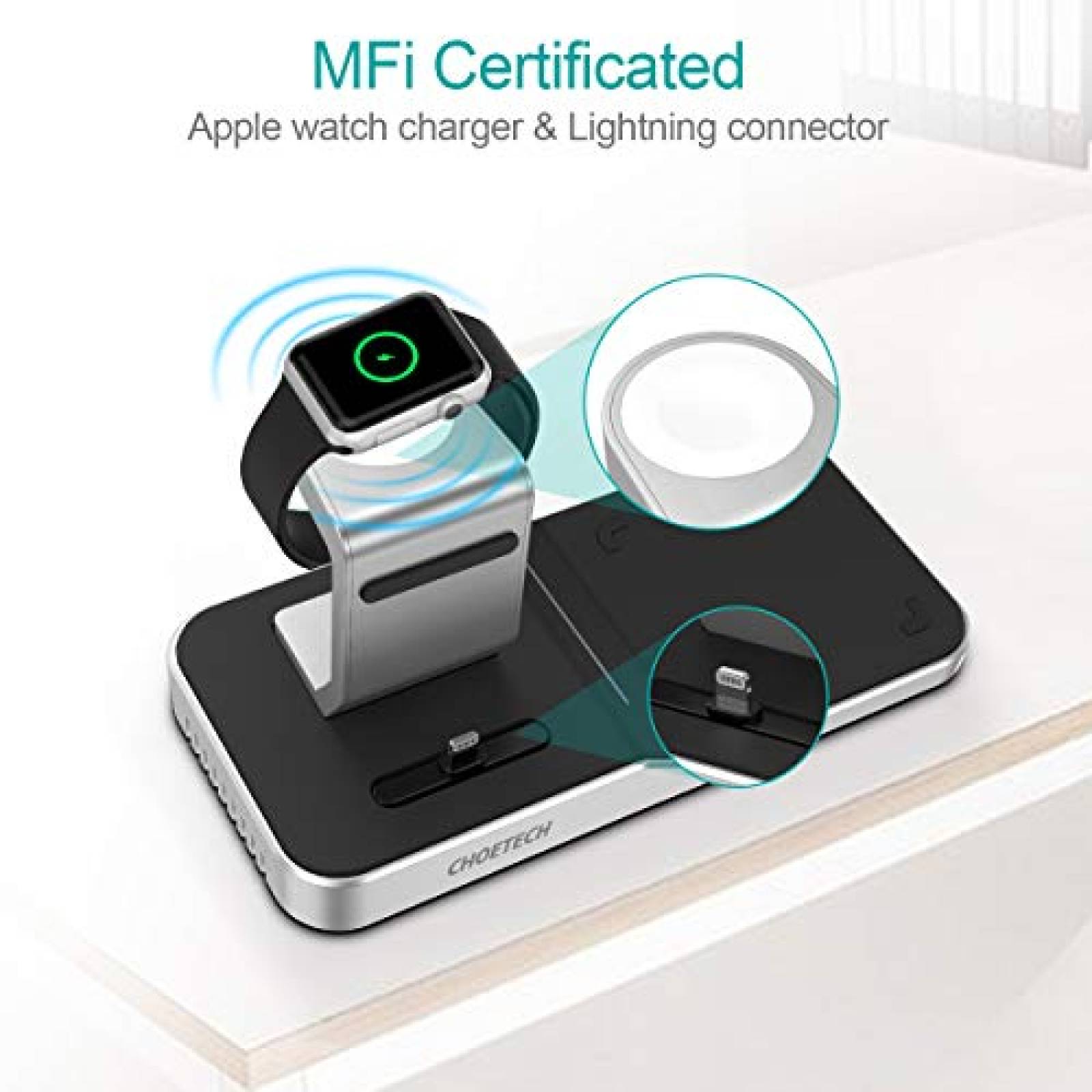 Funda Apple Watch Cargador Inalámbrico MFi Certificado C 0 S10 Plus