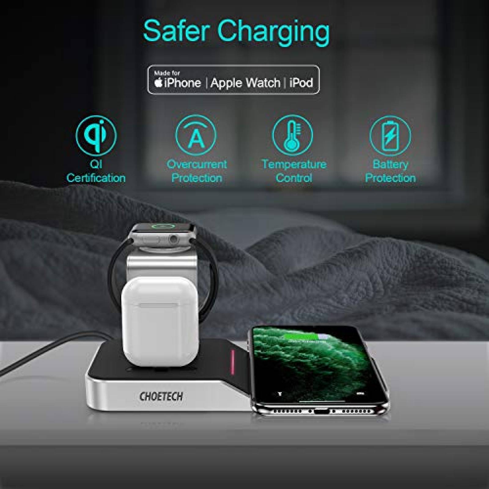 Funda Apple Watch Cargador Inalámbrico MFi Certificado C 0 S10 Plus