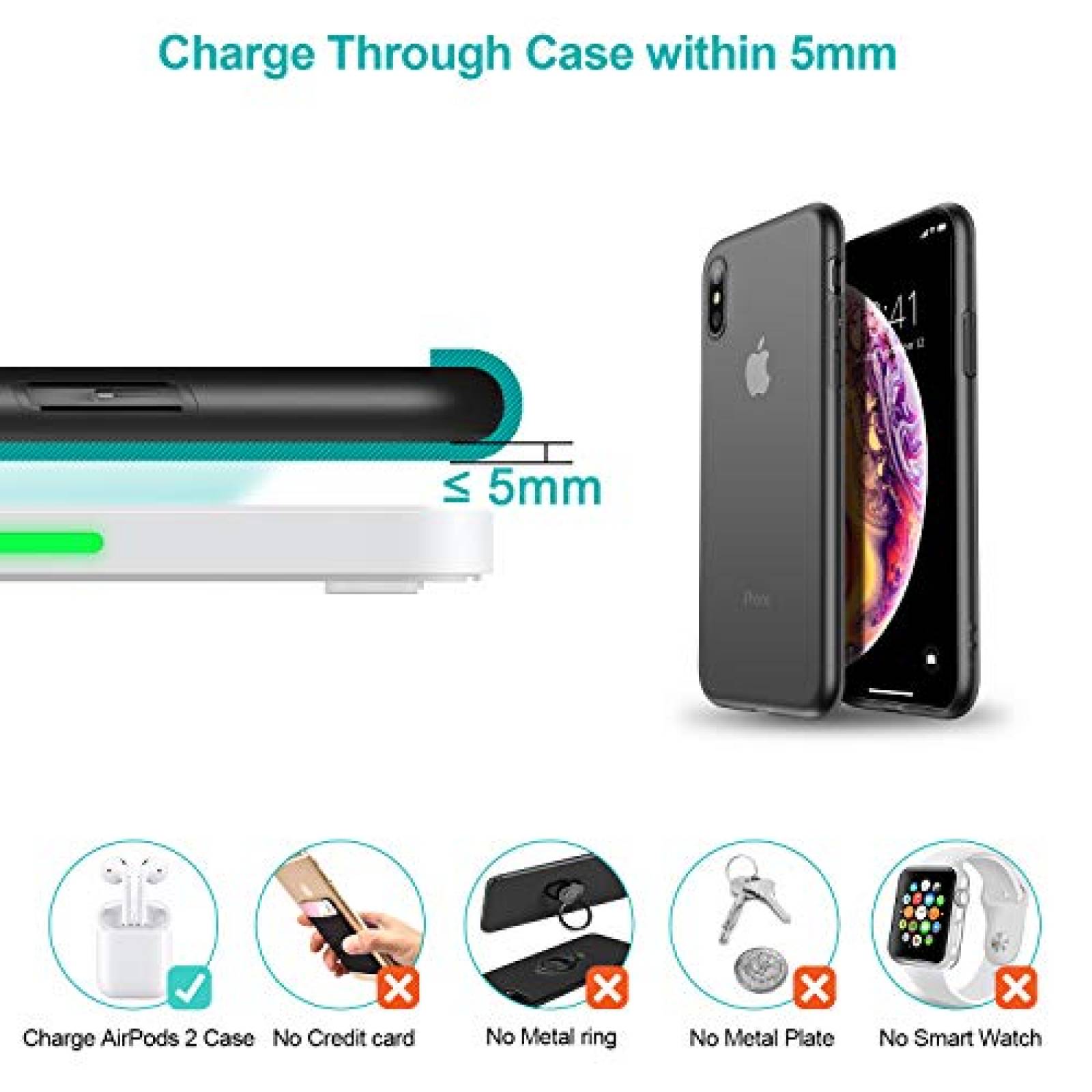 Funda CHOETECH Cargador Inalámbrico Qi Certificado Wirel exus 4/5/6