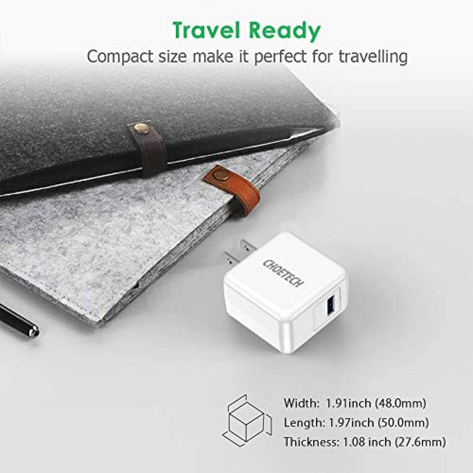 Funda CHOETECH Cargador Quick Charge 3.0, 18W Cargador d ick Charge