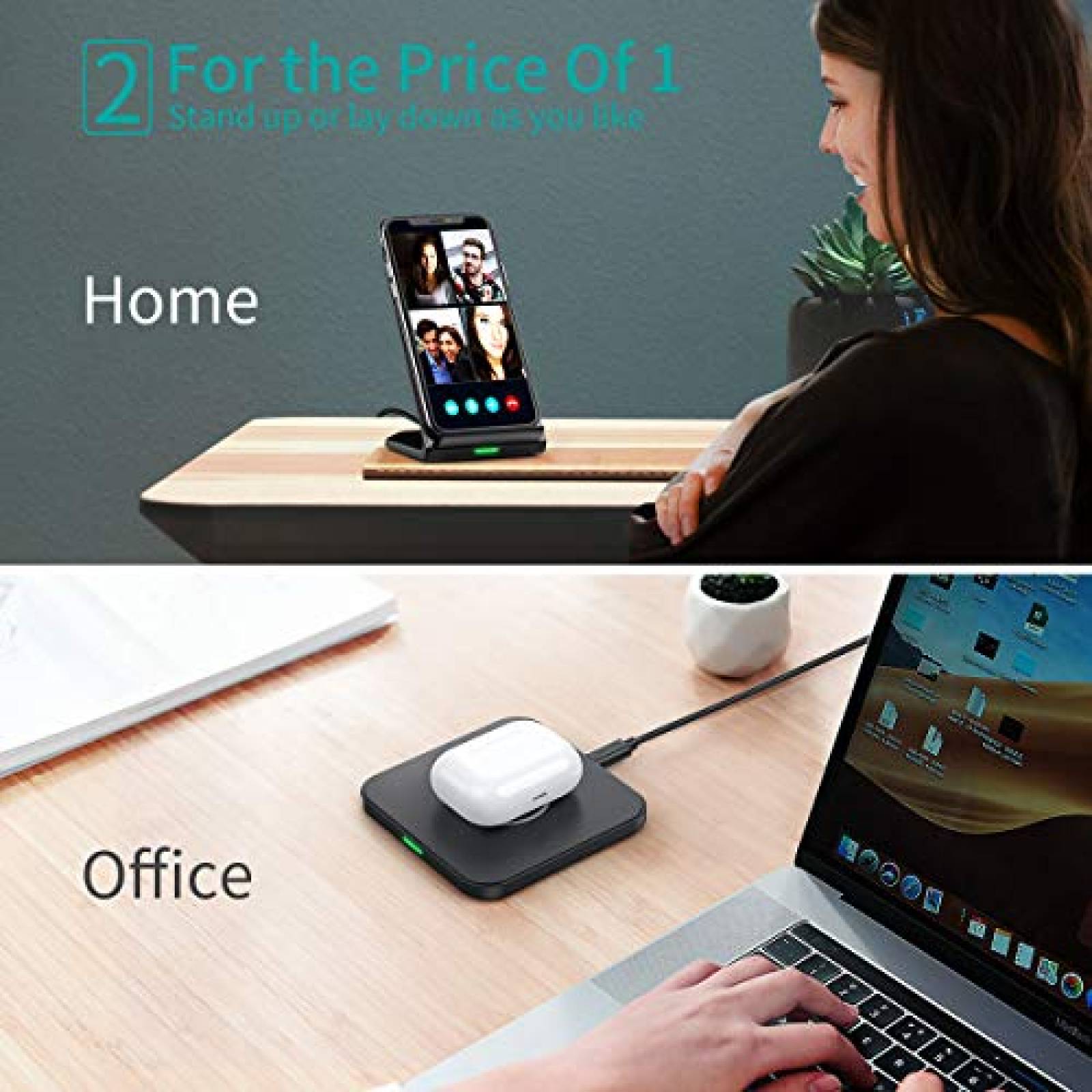 Funda CHOETECH Cargador inalambrico 2 paquetes, Qi certi de soporte