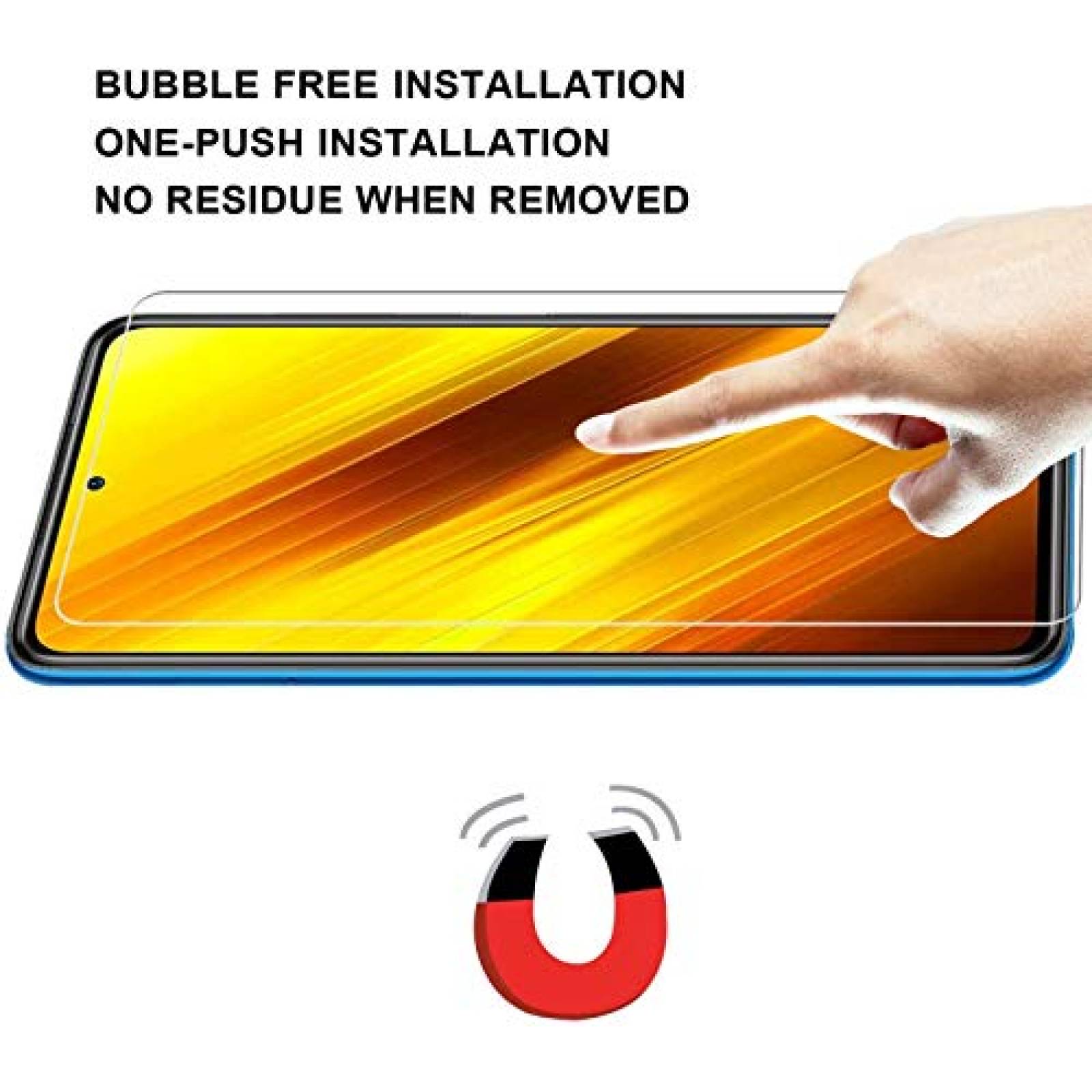 Betefly Mica Xiaomi Poco X3 NFC/Poco X3/Poco X3 Pro, Protector Pantalla de Vidrio Cristal Templado, Transparente, 2 Paquete