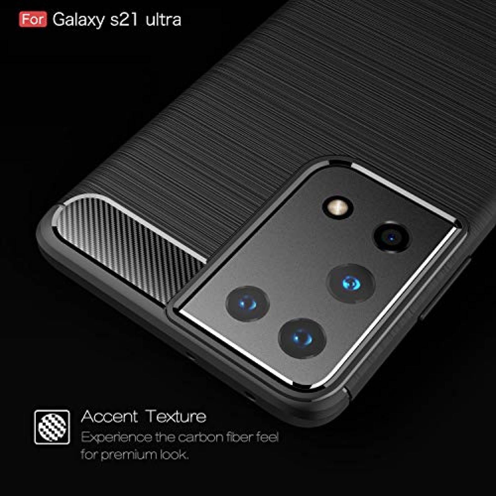 Funda Betefly Funda para Samsung Galaxy S21 Ultra 5G 6.8 asa, Negro