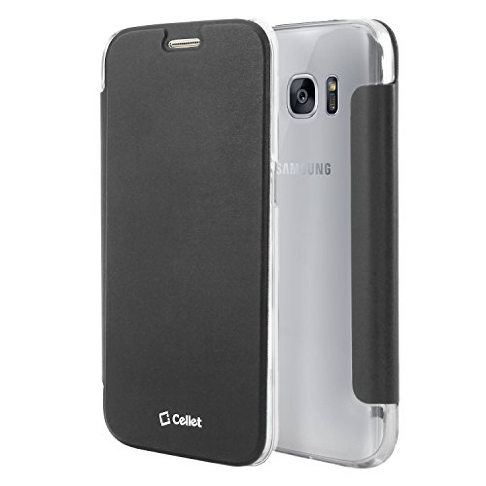 Funda cellet - Funda para Samsung Galaxy S7 (Piel sintét olor Negro