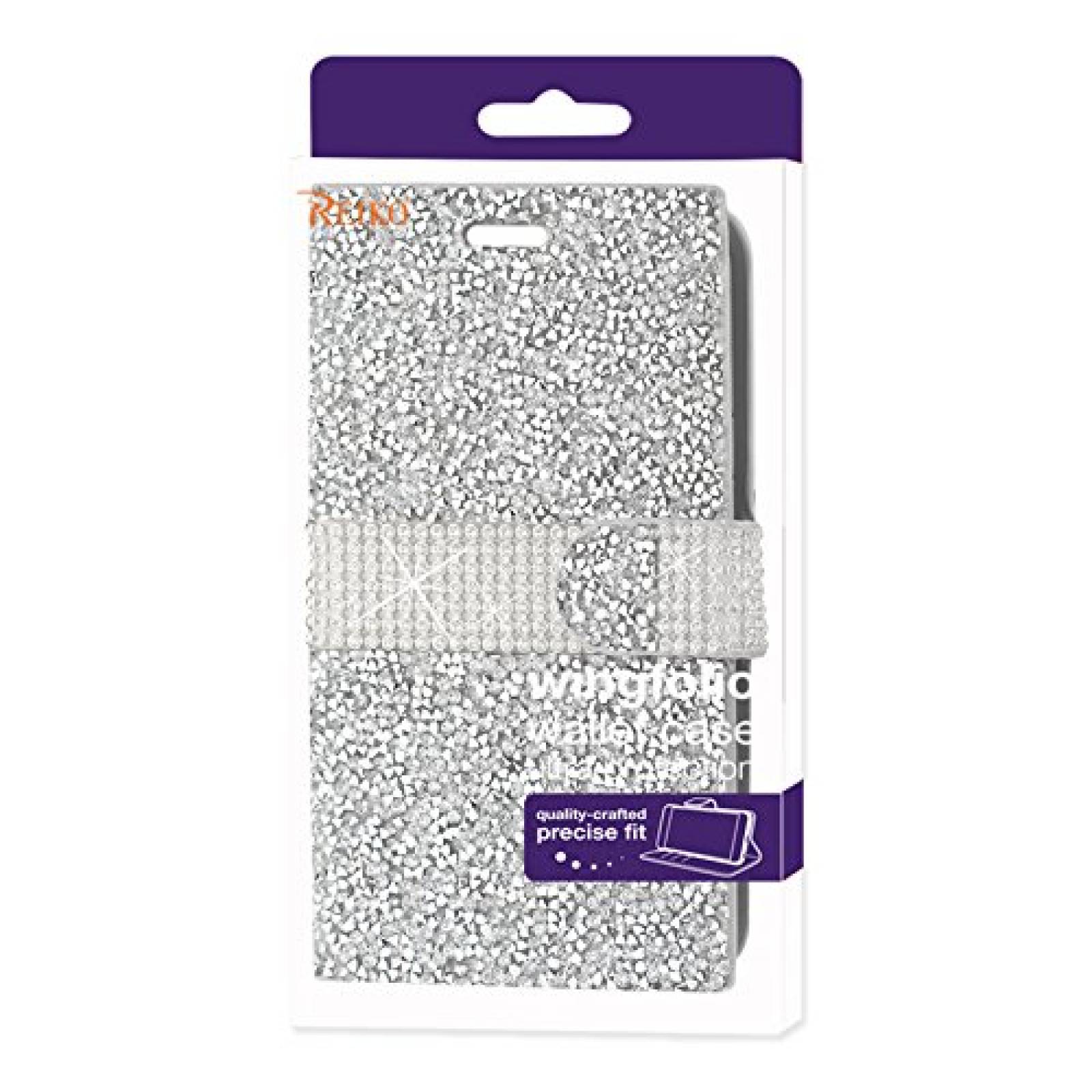 Funda Reiko Jewelry Rhinestone Wallet Case for Samsung G g - Silver