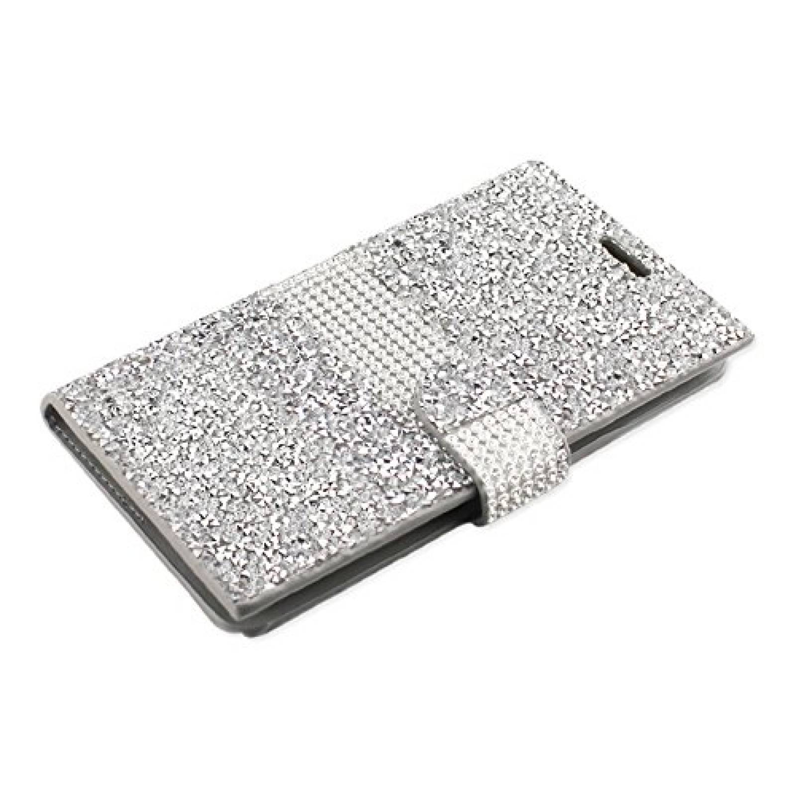 Funda Reiko Jewelry Rhinestone Wallet Case for Samsung G g - Silver