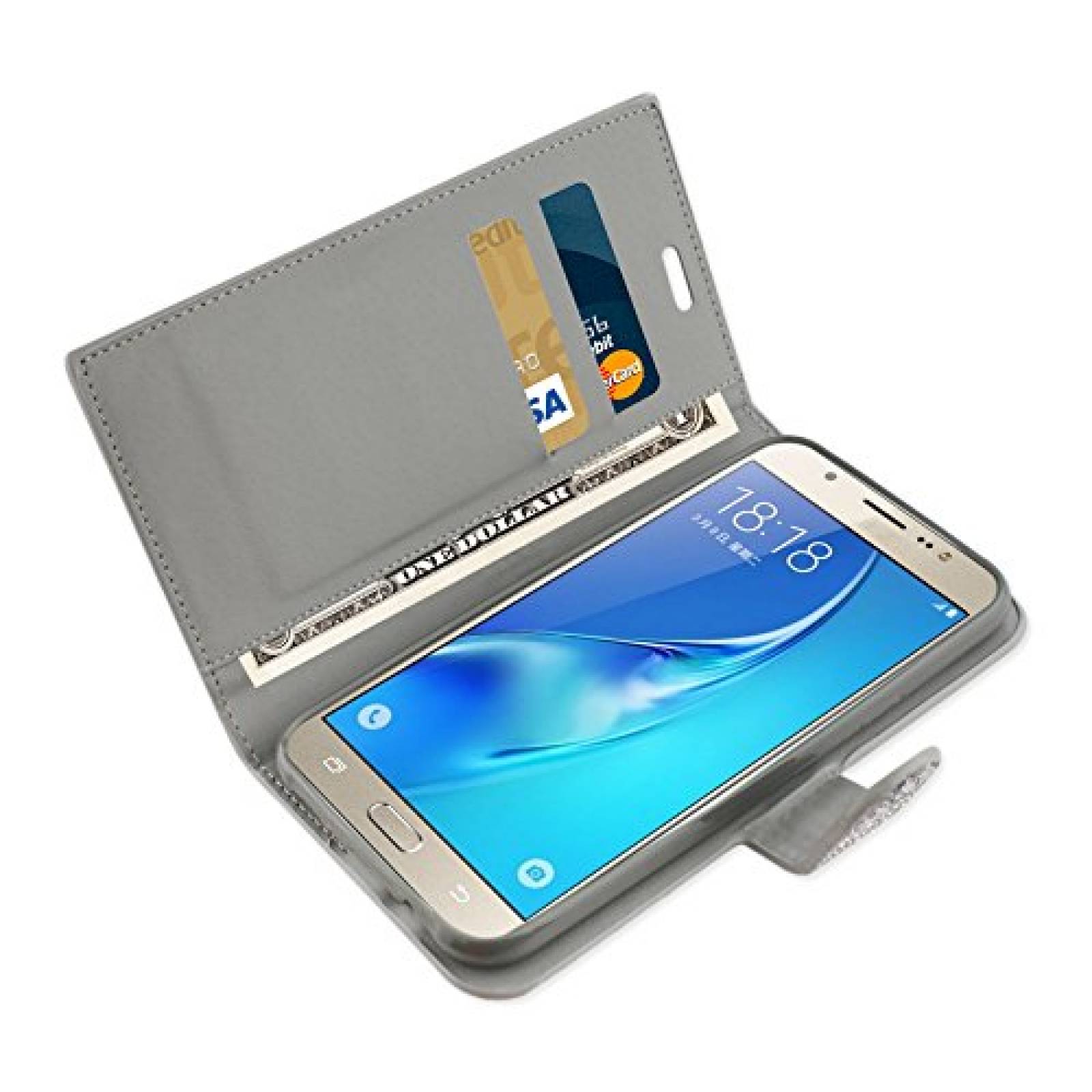 Funda Reiko Jewelry Rhinestone Wallet Case for Samsung G g - Silver