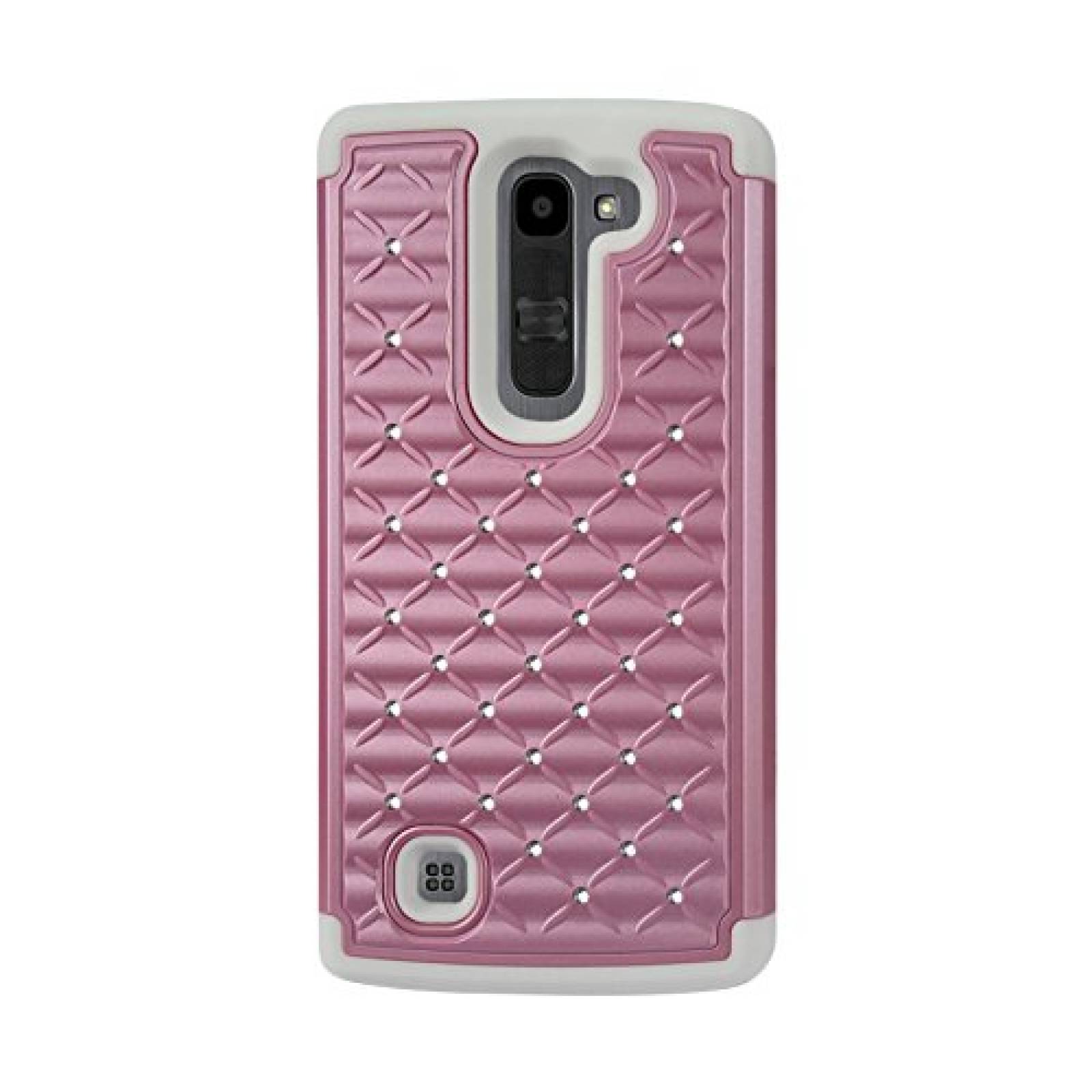 Funda Reiko Diamond Hybrid Cell Phone Case for LG Volt 2 White/Pink