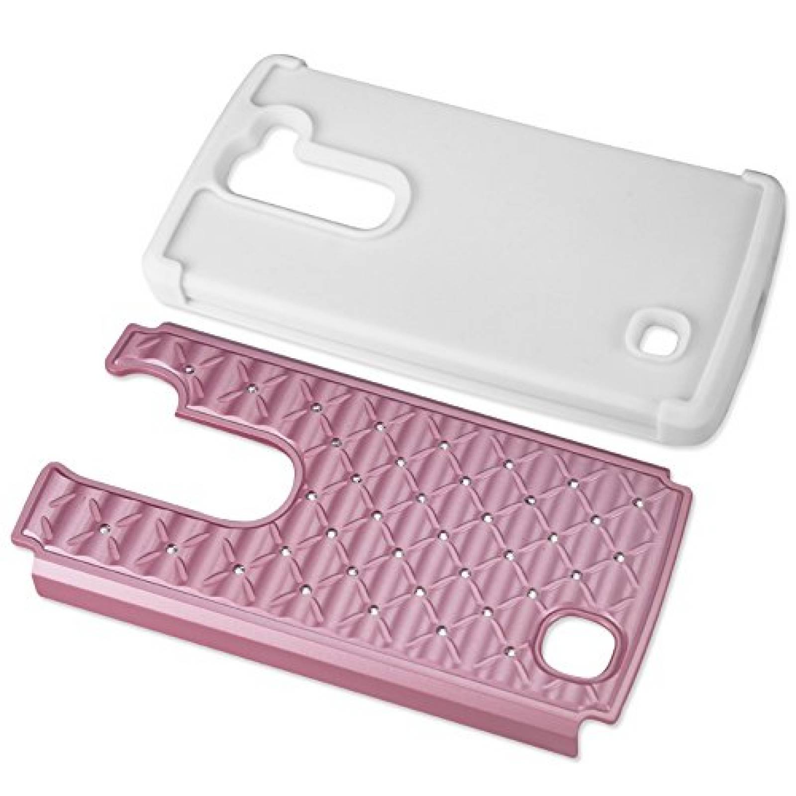 Funda Reiko Diamond Hybrid Cell Phone Case for LG Volt 2 White/Pink