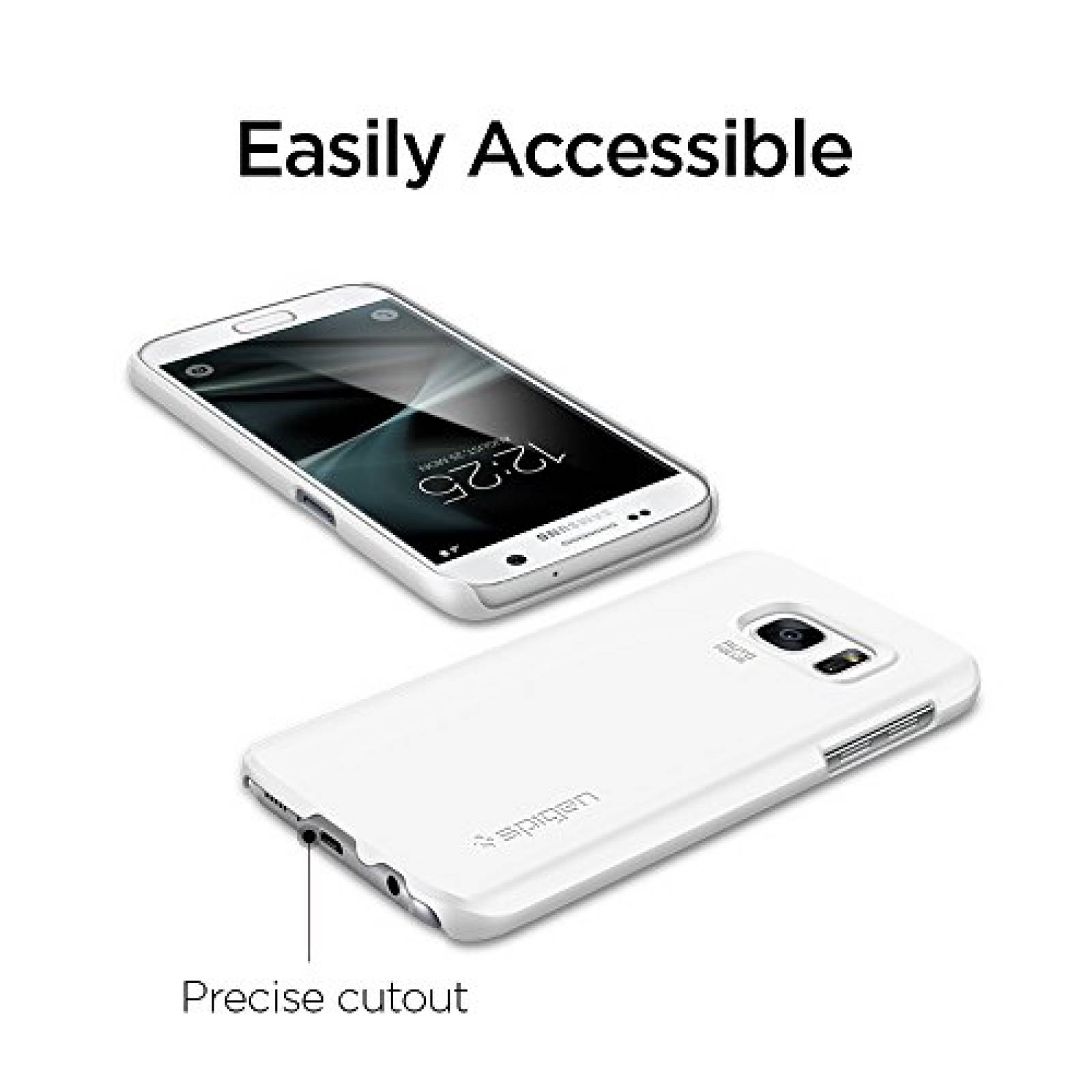 Funda Spigen Funda para Galaxy S7, Thin Fit, Encajado ex 7 - Blanco
