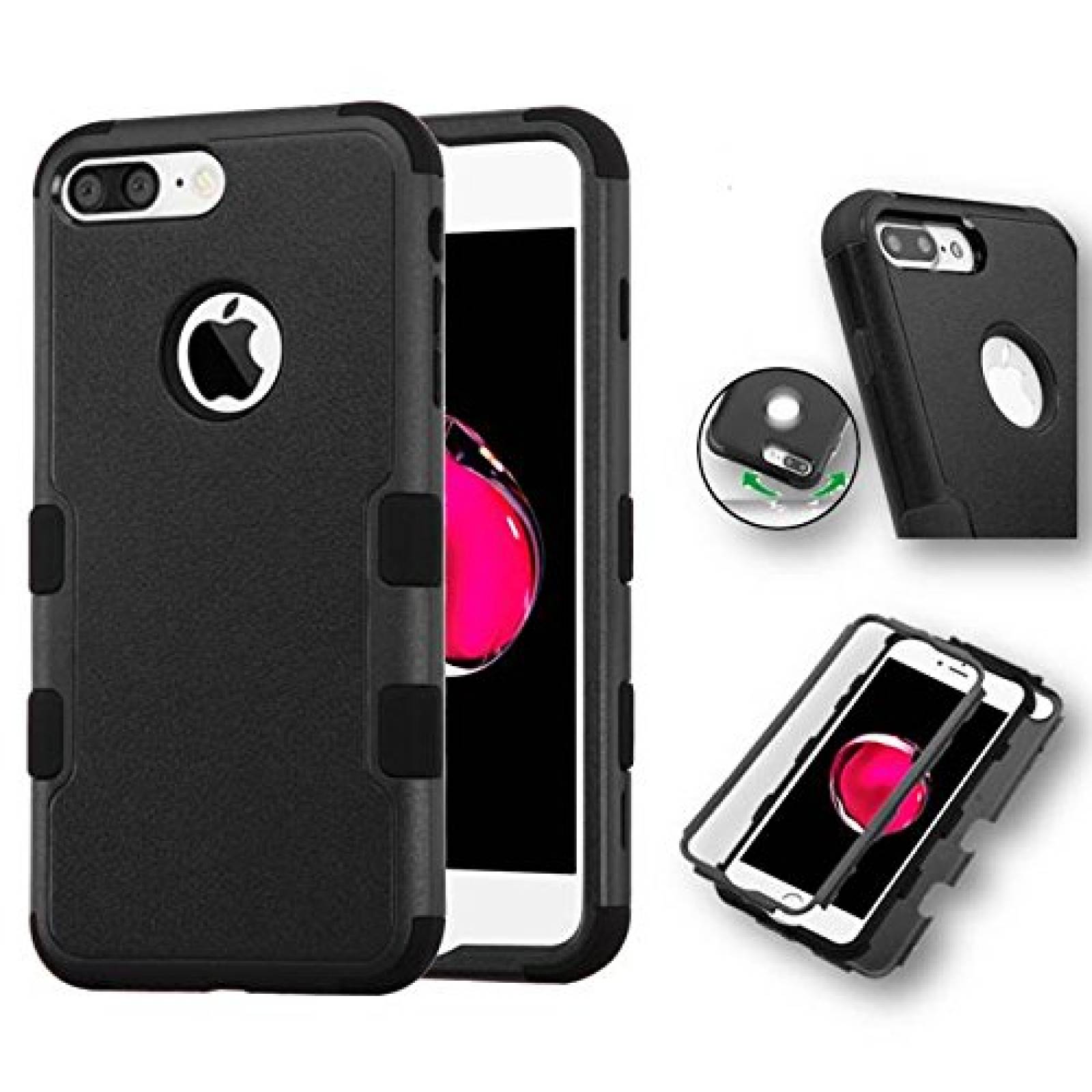 Funda Funda Case para iPhone 7 Plus Doble Protector de U as (Negro)