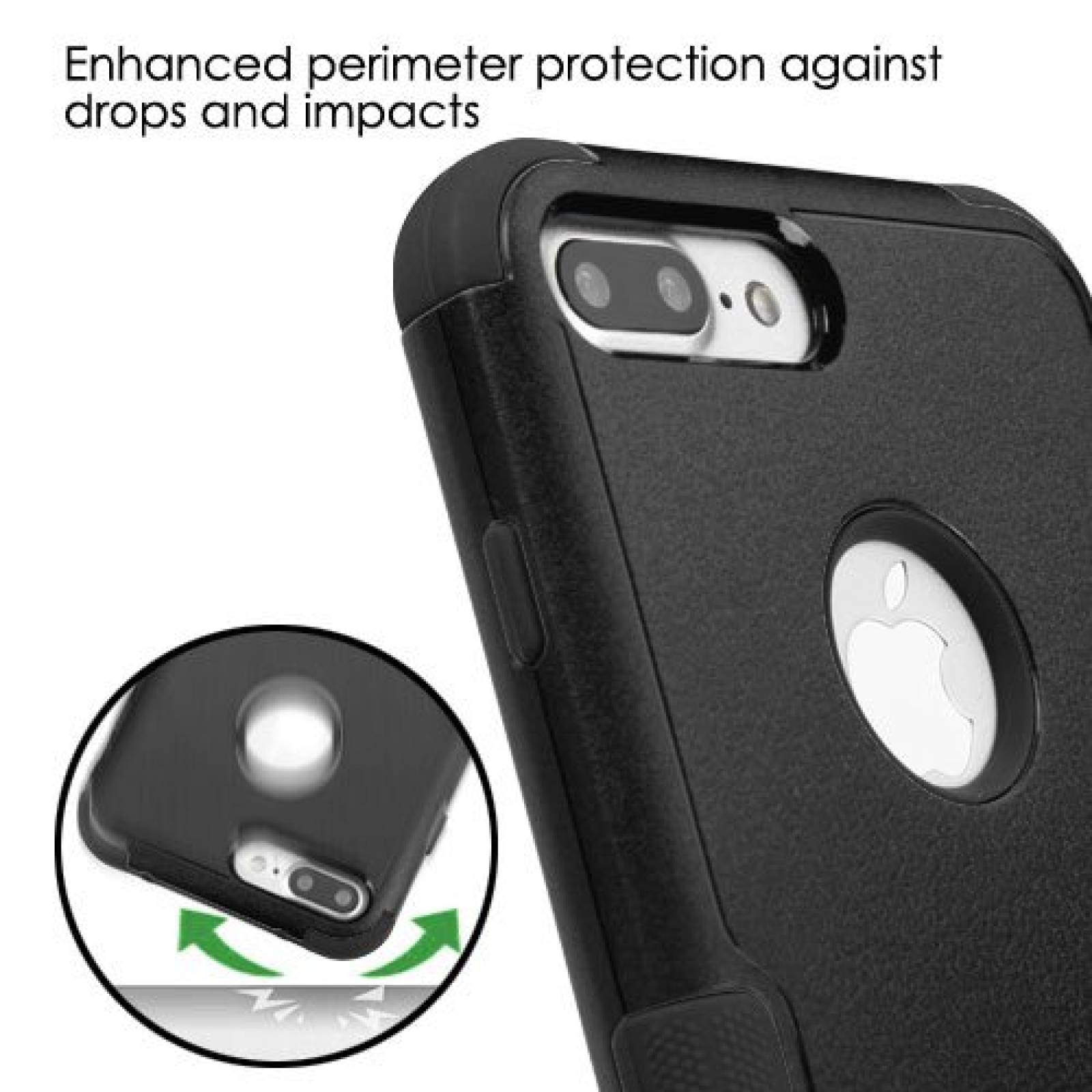 Funda Funda Case para iPhone 7 Plus Doble Protector de U as (Negro)
