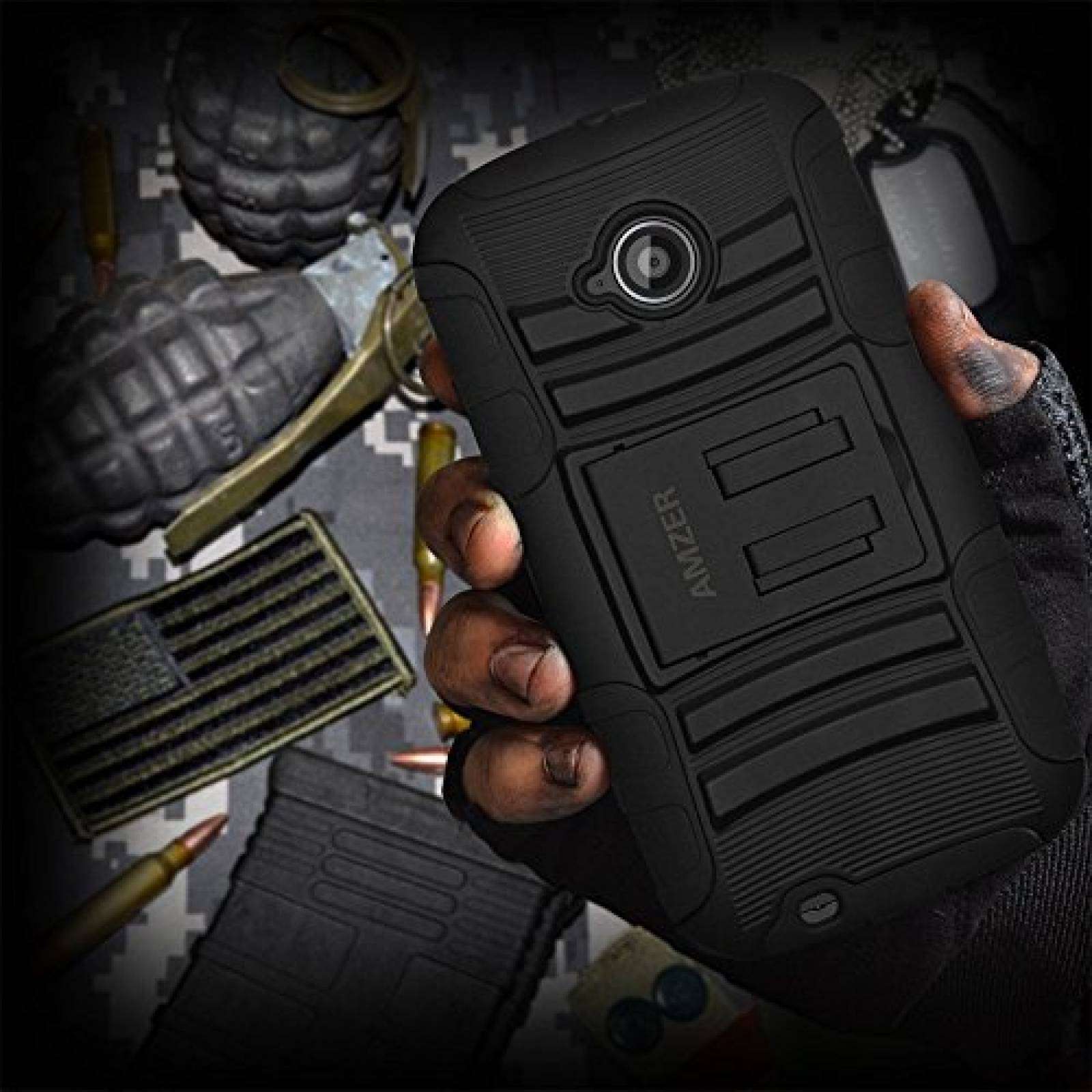 Funda Amzer Rugged Hybrid Kickstand Case for Motorola Mo stant Case