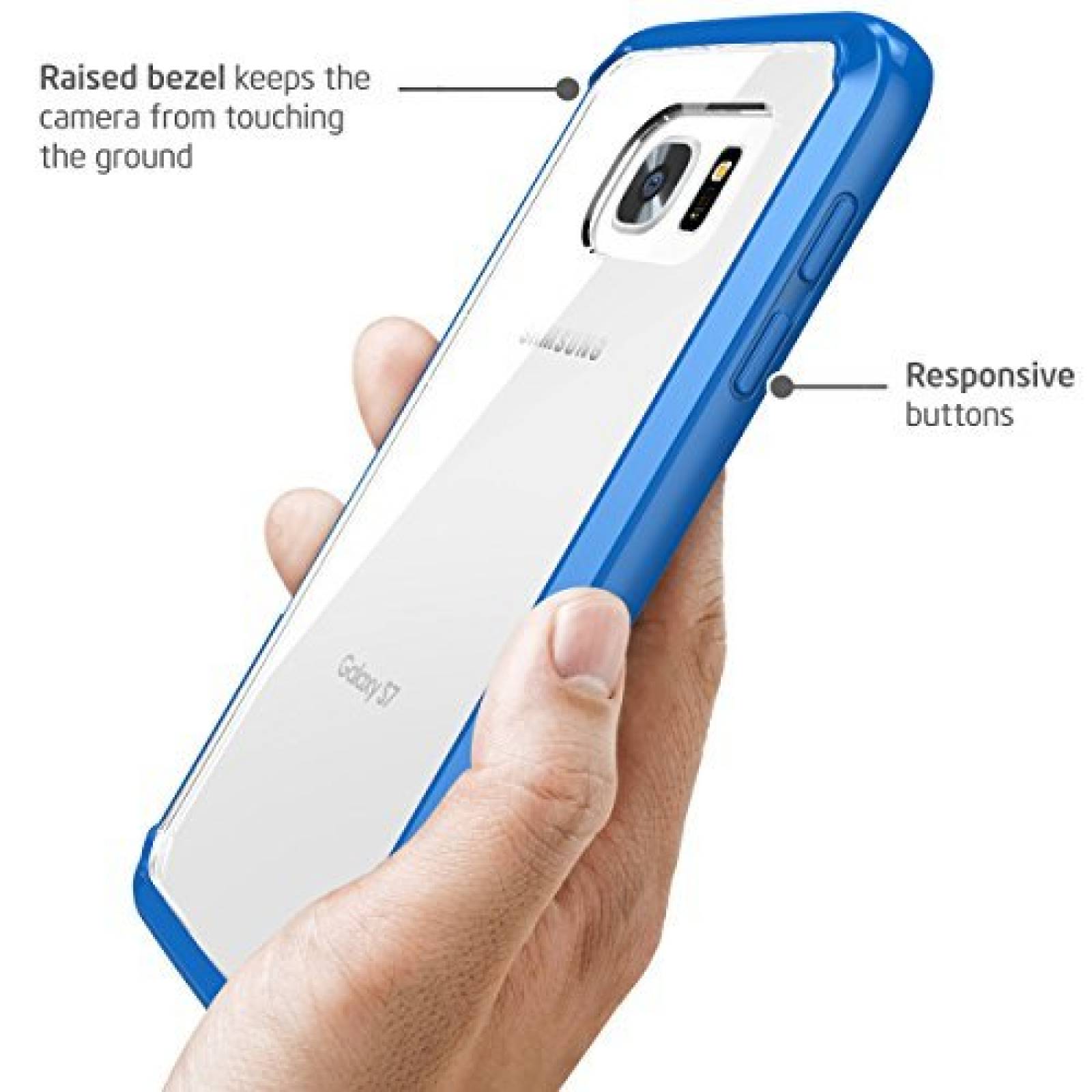 Funda i-Blason Galaxy S7 Case, [Scratch Resistant] Clear Navy Blue)