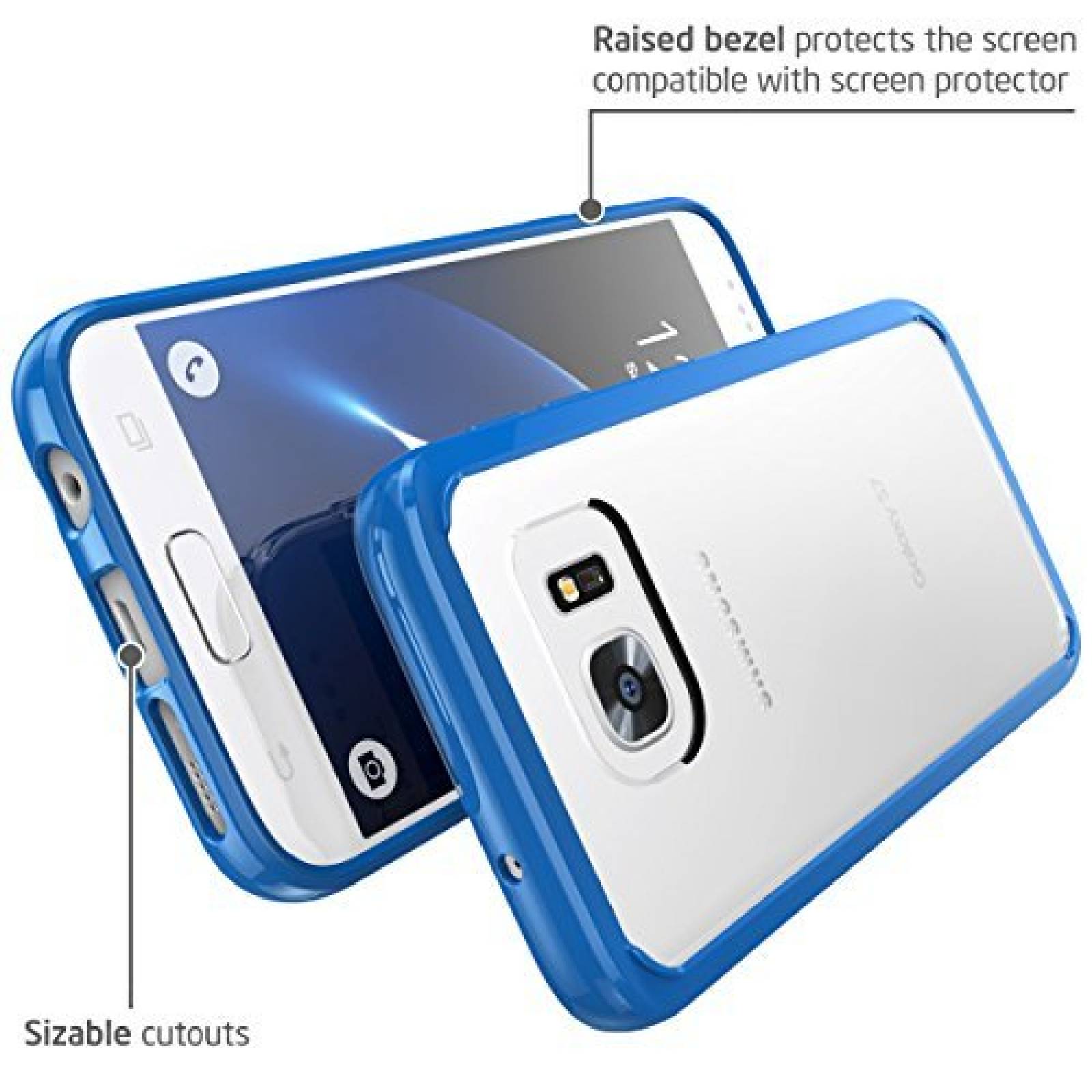 Funda i-Blason Galaxy S7 Case, [Scratch Resistant] Clear Navy Blue)