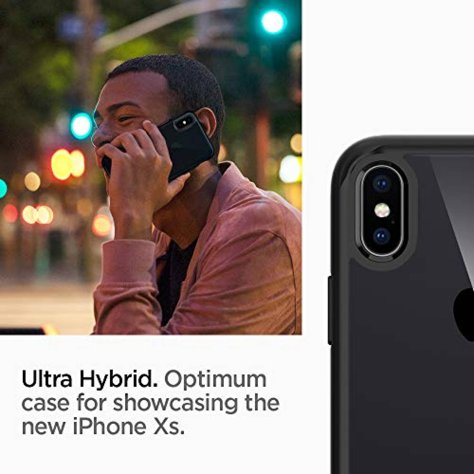 Funda iPhone X funda, iPhone 10 funda, Spigen Ultra Hybr atte Black