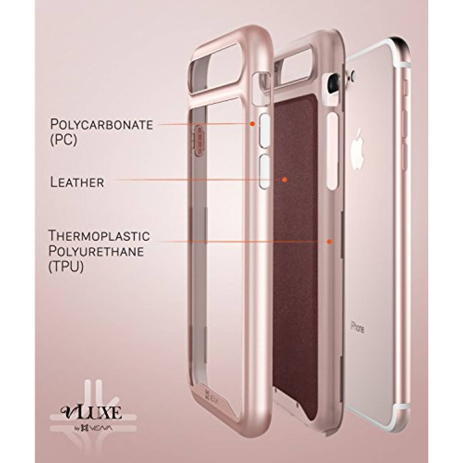 Funda VENA VLuxe - Funda Doble para iPhone 7 Plus (5.5") /Rose Gold