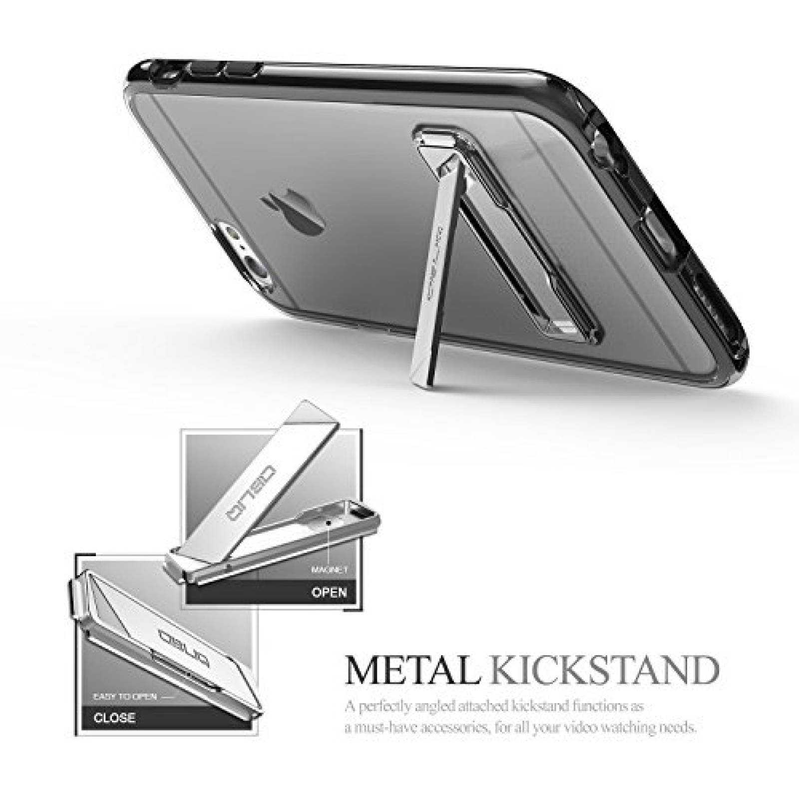 Funda Obliq Estuche para iPhone 6S con Soporte de Metal, ansparente
