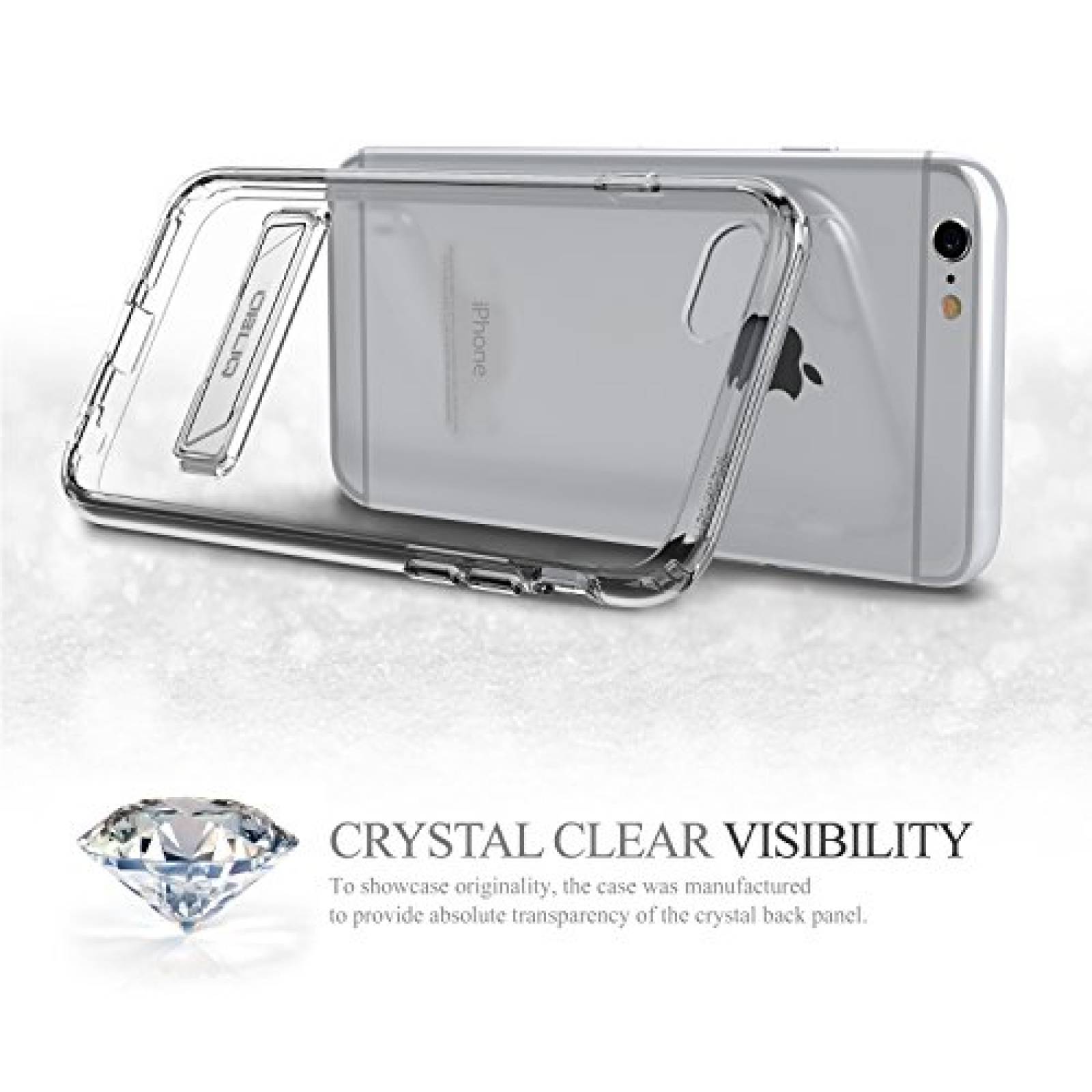 Funda Obliq Estuche para iPhone 6S con Soporte de Metal, ansparente