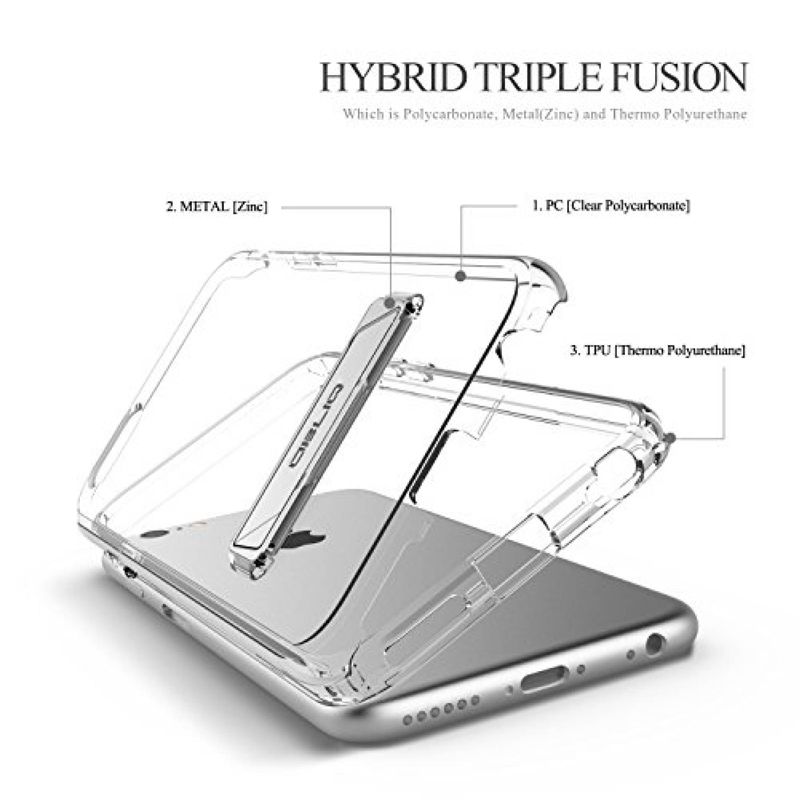 Funda Obliq Estuche para iPhone 6S con Soporte de Metal, ansparente