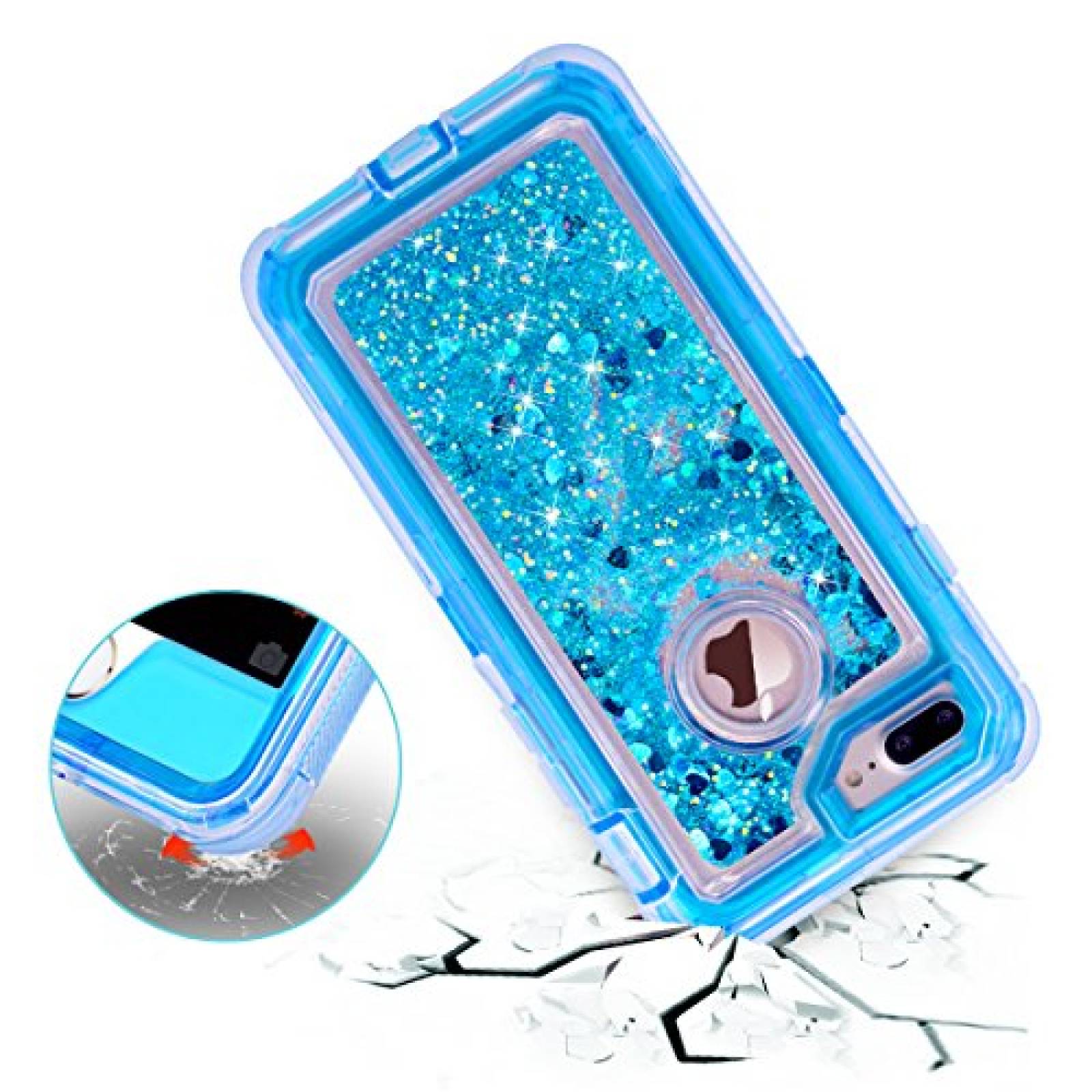 Funda Dexnor iPhone 7 Plus Case, Glitter 3D Bling Sparkl lus - Blue