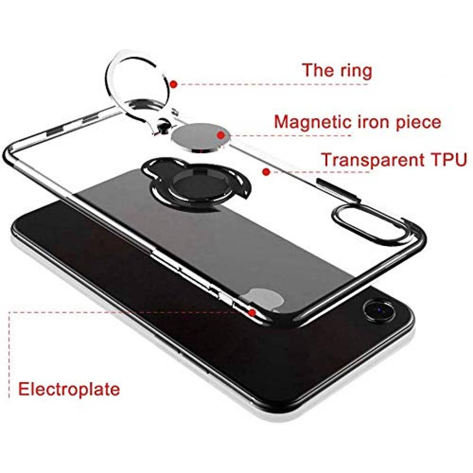 Funda Emoly diseñado para iPhone XR Funda Transparente, olor Negro