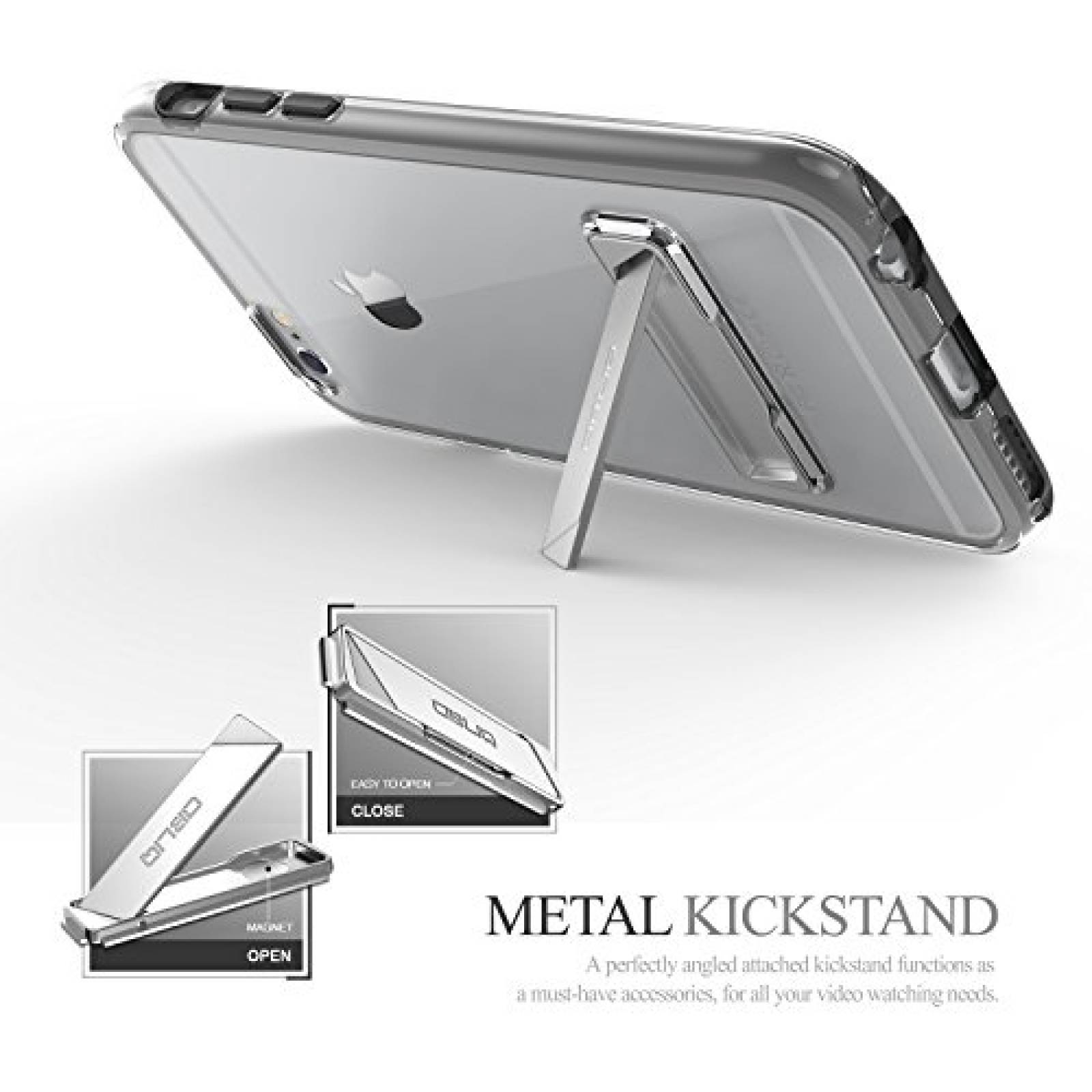 Funda Obliq Estuche para iPhone 6S, con Atril de Metal, 14), Negro