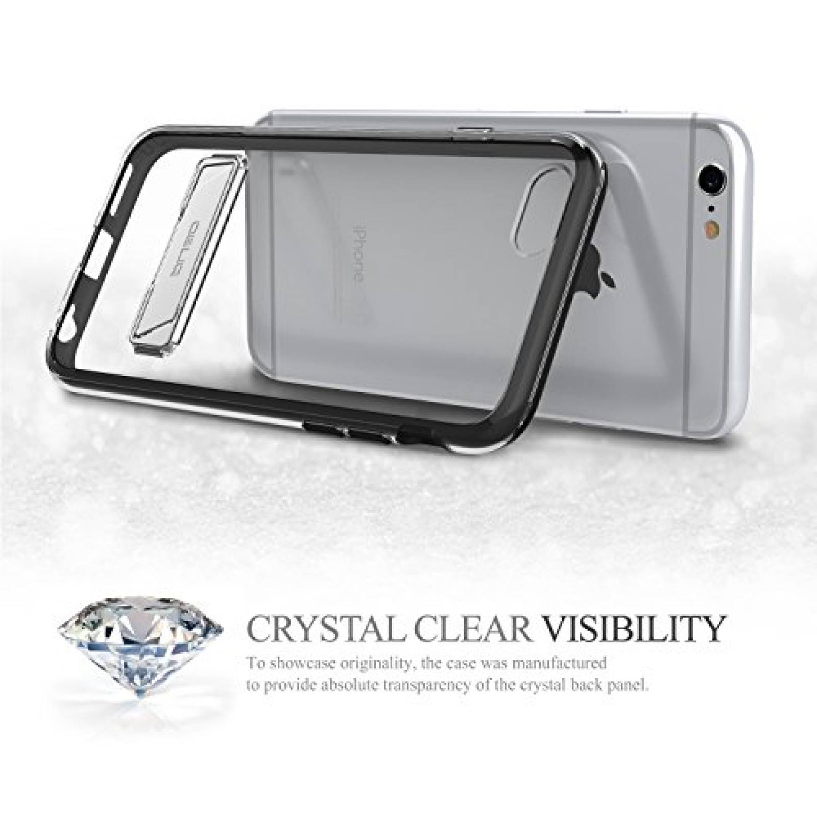 Funda Obliq Estuche para iPhone 6S, con Atril de Metal, 14), Negro