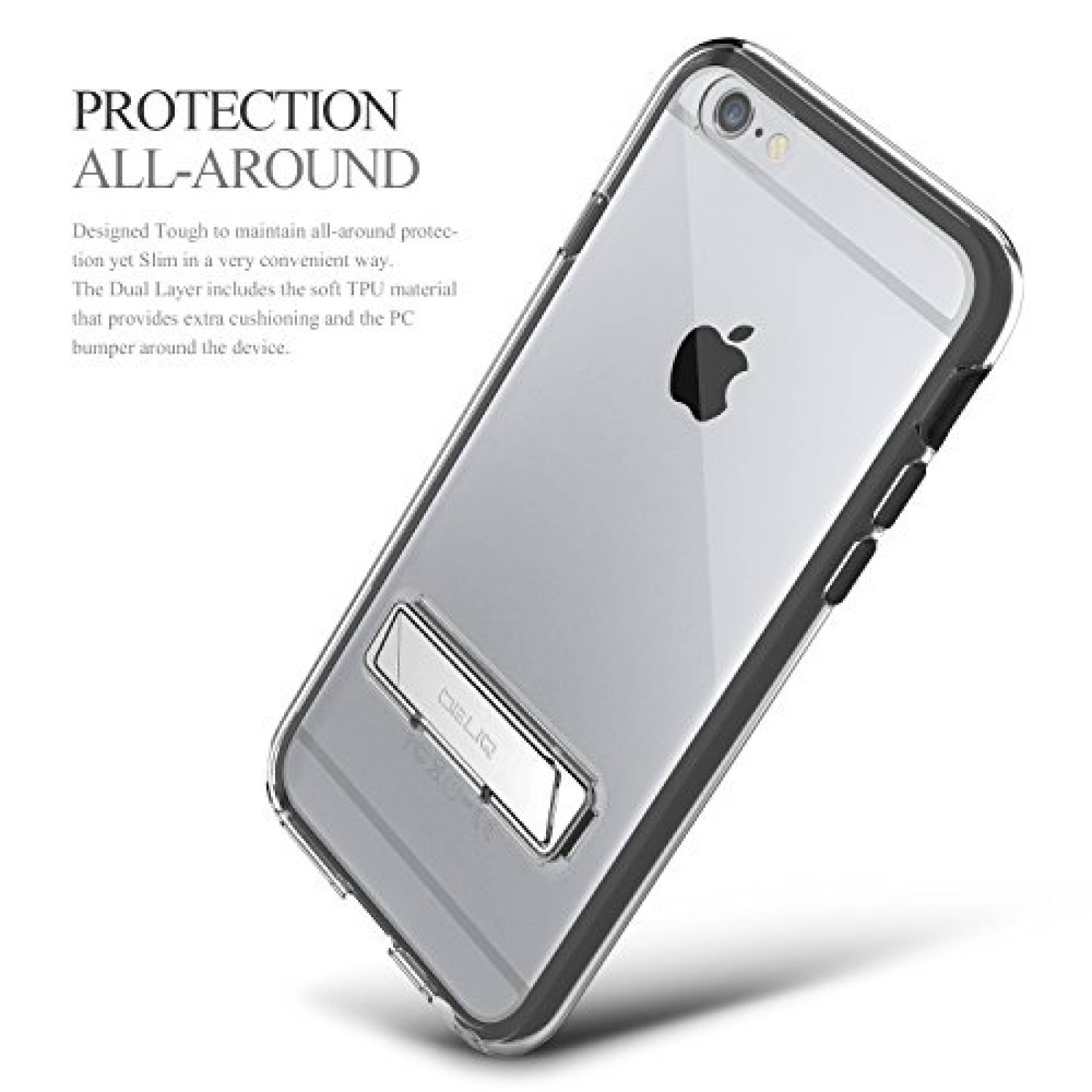 Funda Obliq Estuche para iPhone 6S, con Atril de Metal, 14), Negro