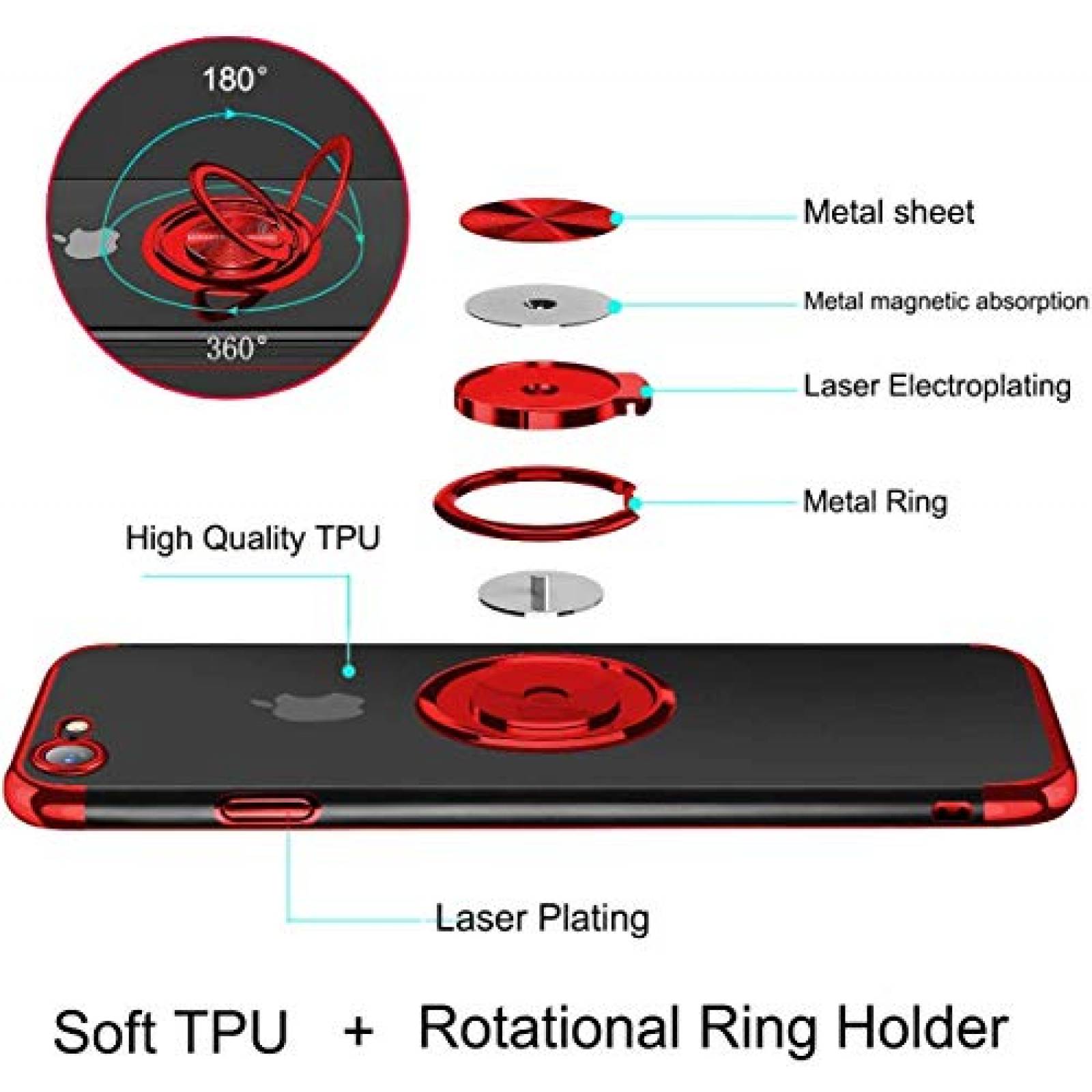 Funda Emoly diseñado para iPhone 7/iPhone 8 Funda 4.7 Sl 7/8 - Rojo