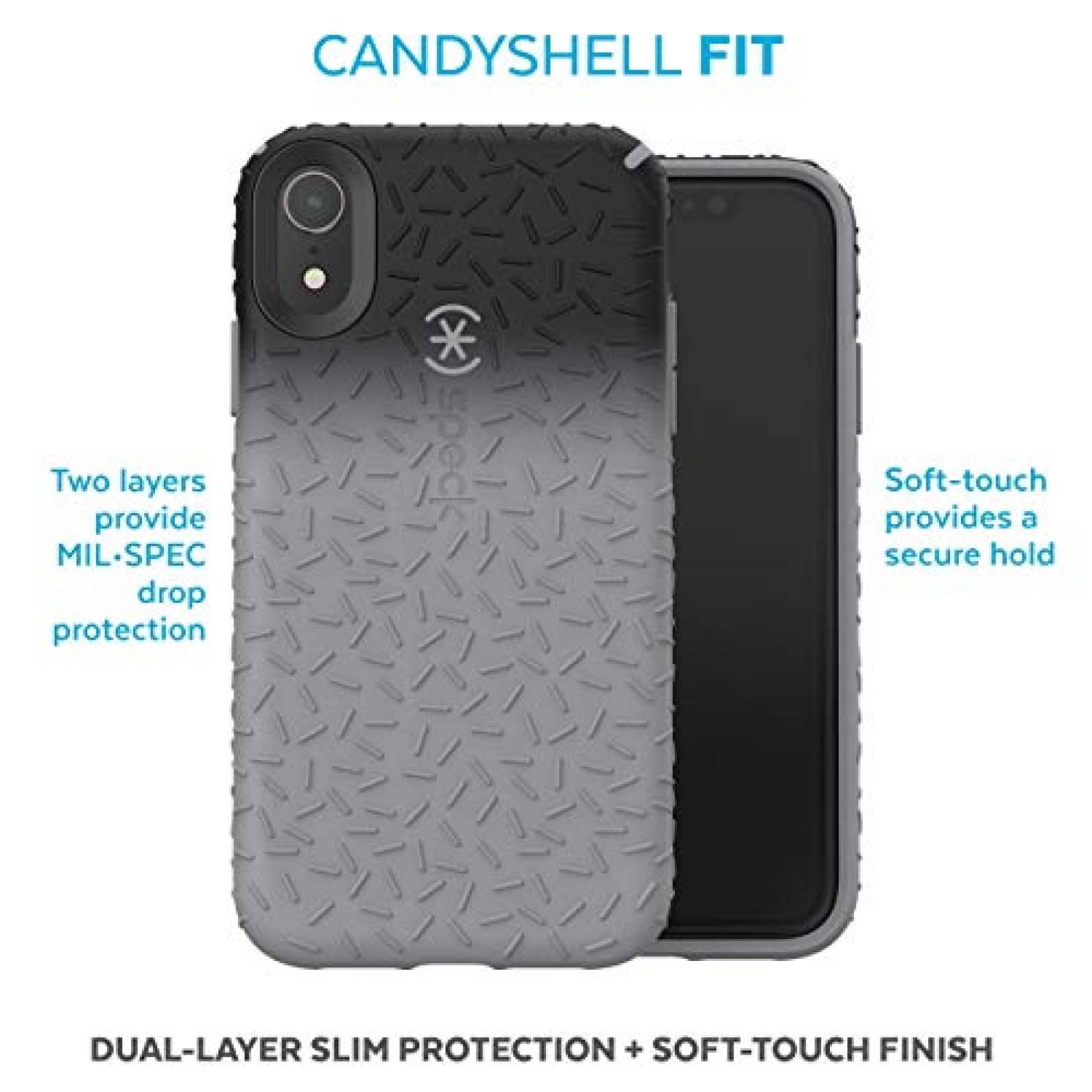 Funda Speck Products CandyShell Fit iPhone XR Case, Blac metal Grey