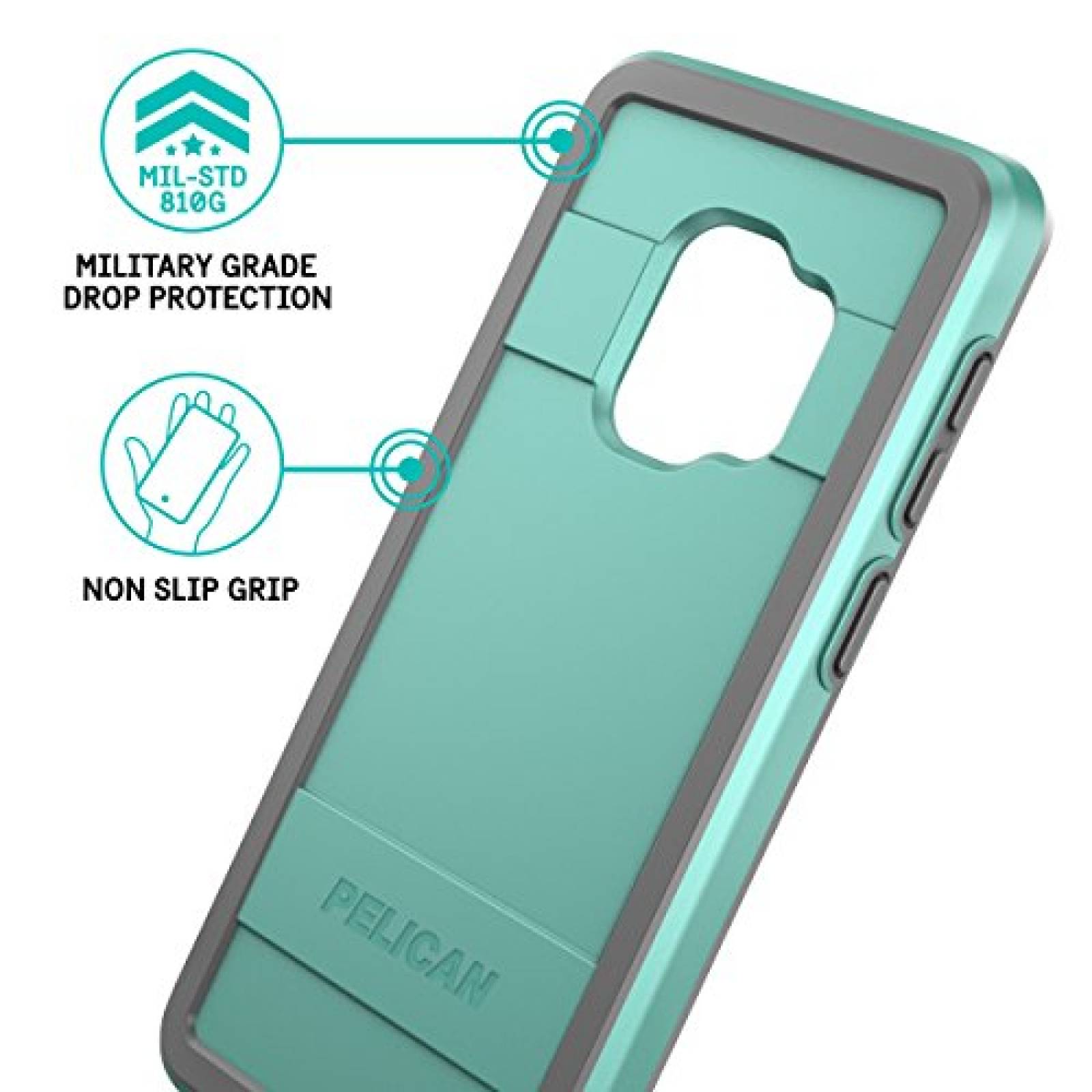 Funda Pelican Samsung Galaxy S9 - Carcasa Protectora par Aqua/Grey)