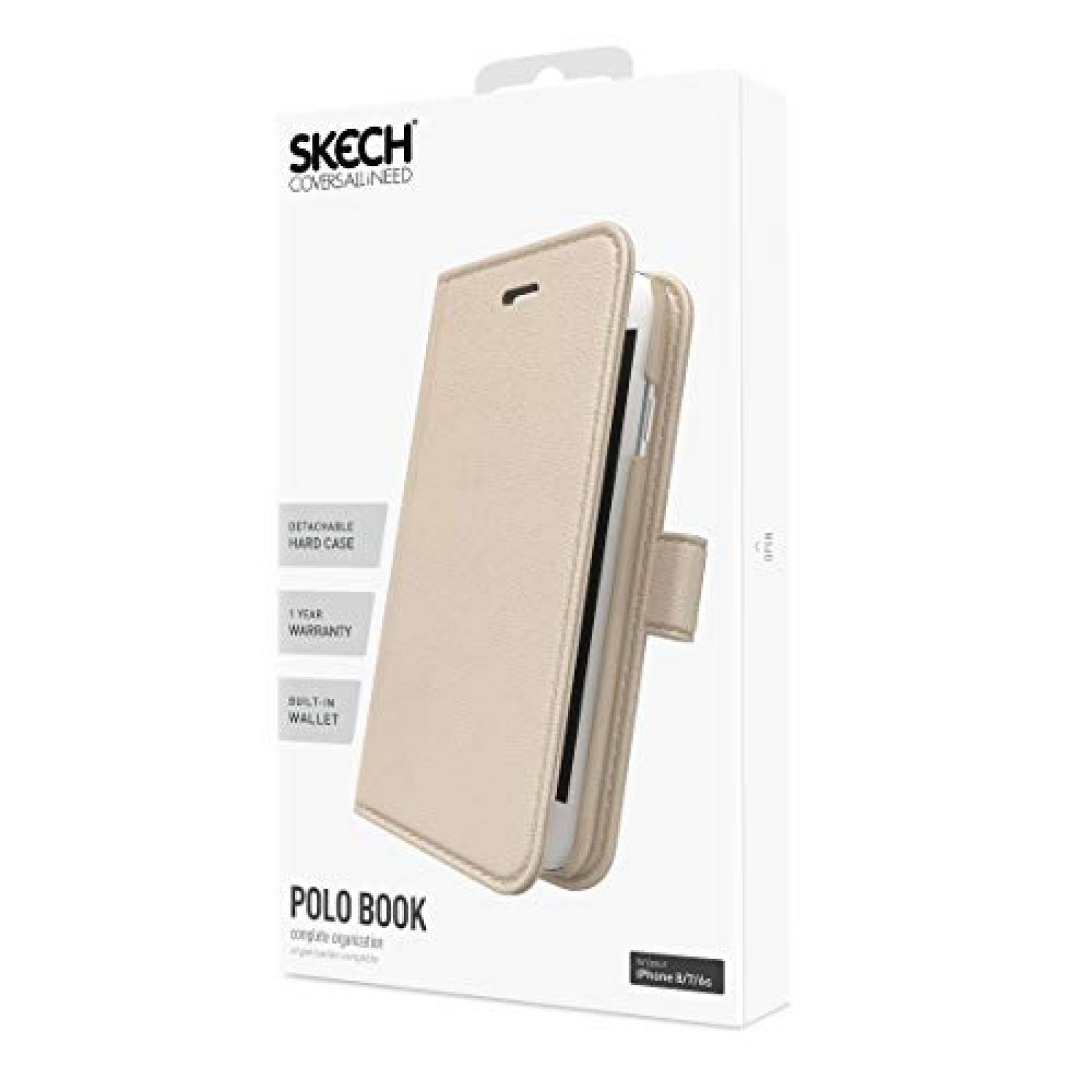 Funda SKECH - Funda Tipo portafolios para iPhone 8, iPho o, Champán