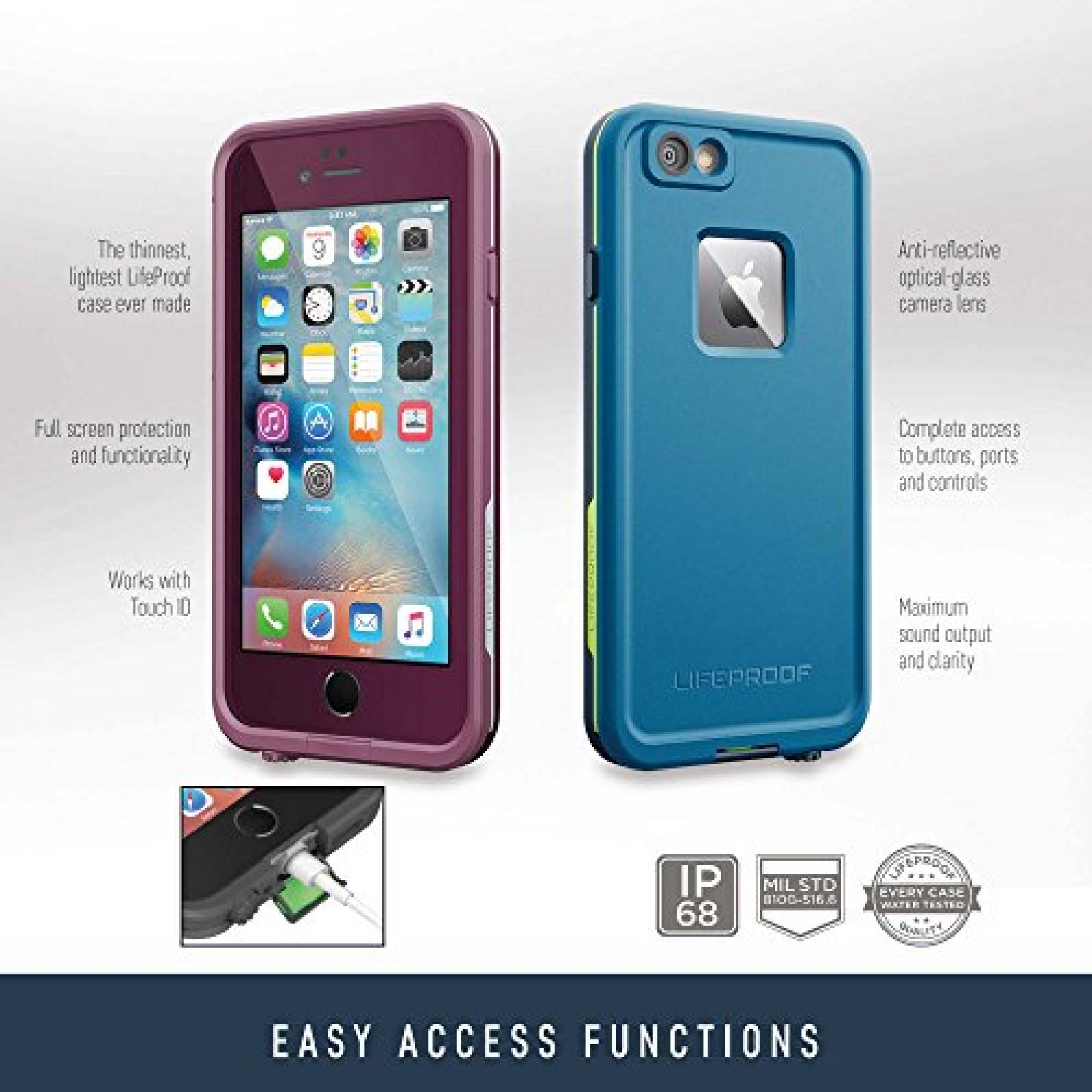 Funda Lifeproof FRE SERIES iPhone 6/6s Waterproof Case ( ng - BLACK