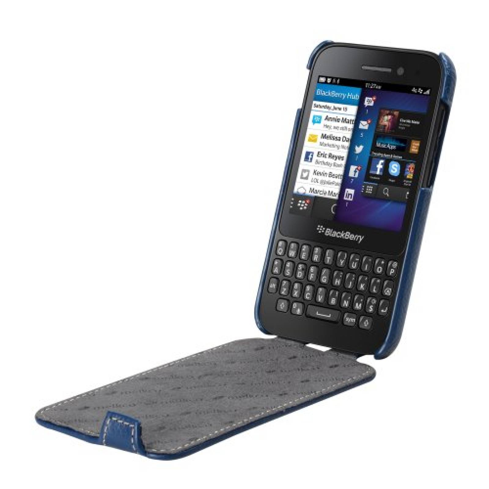 Funda melkco - Funda de Piel para Blackberry Q5 Jacka (f zul Oscuro