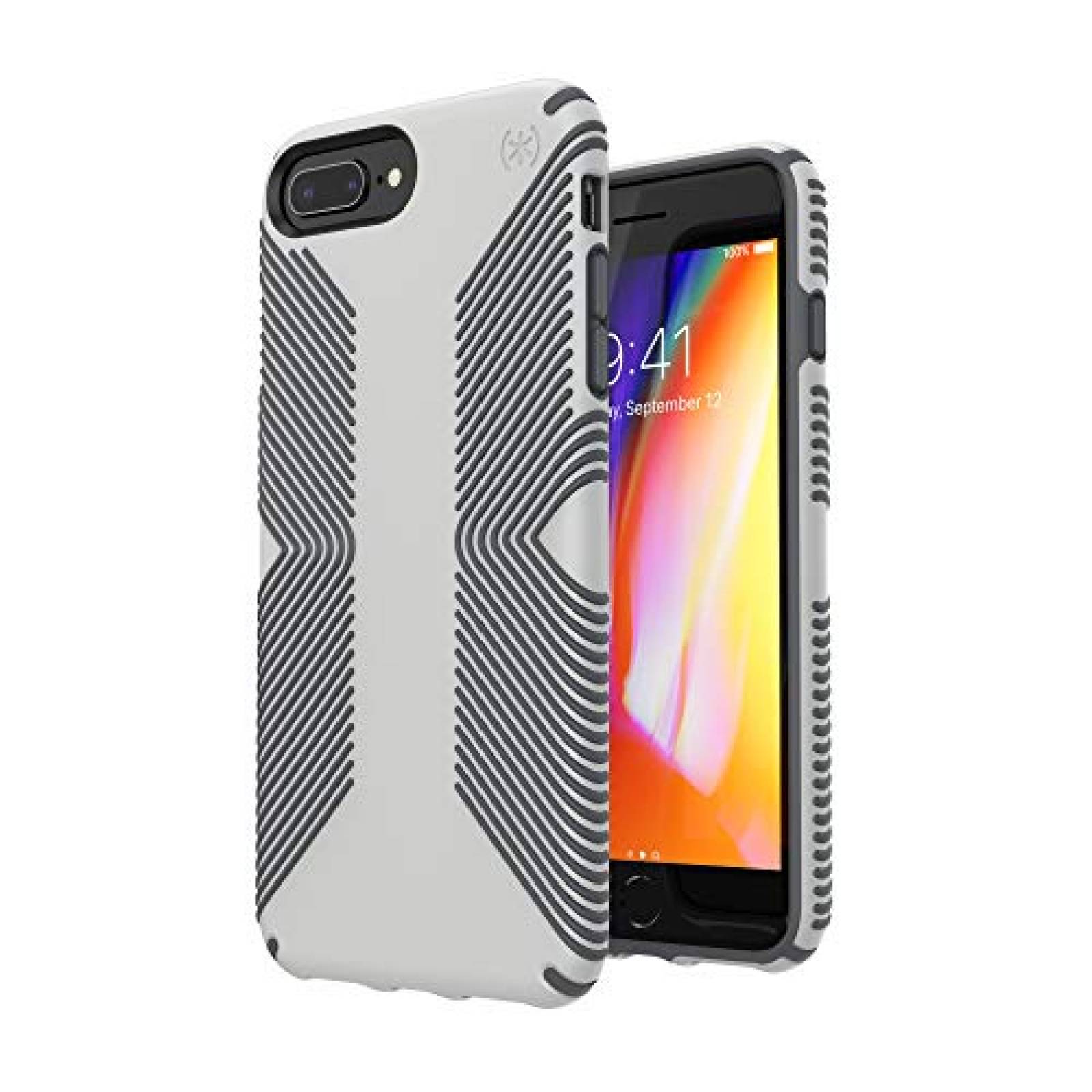Funda Speck Presidio Grip - Carcasa para iPhone 8 Plus,  ris y Gris