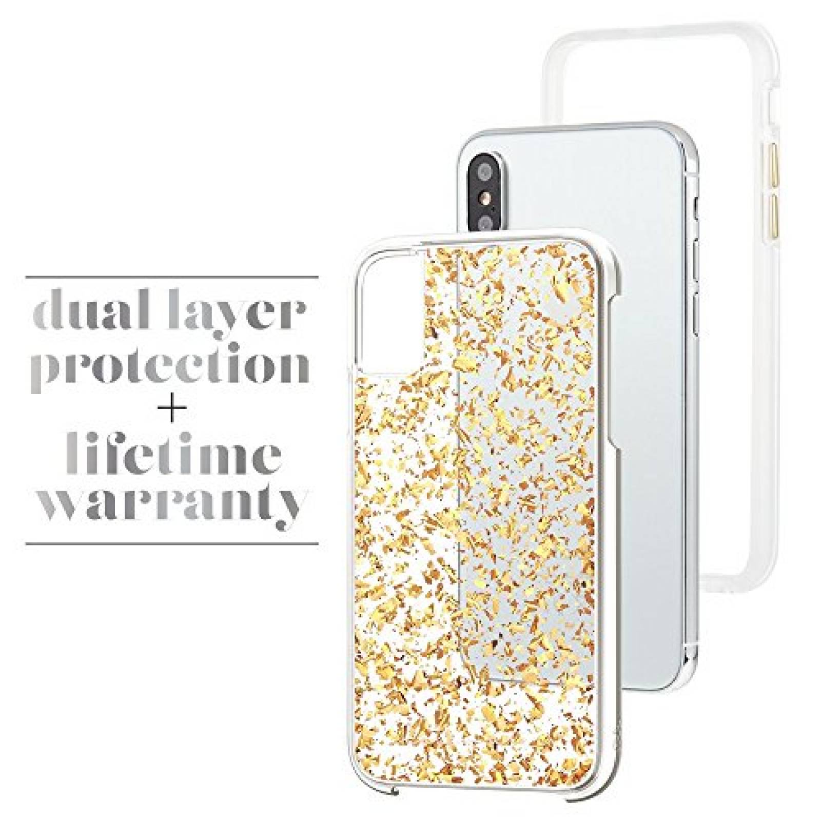 CASE-MATE Tough ID Custodia Protettiva In Vera Pelle Con Tasche Per Carte, Per IPhone X/10/Ten, Colore Nero Con Dettagli Rossi