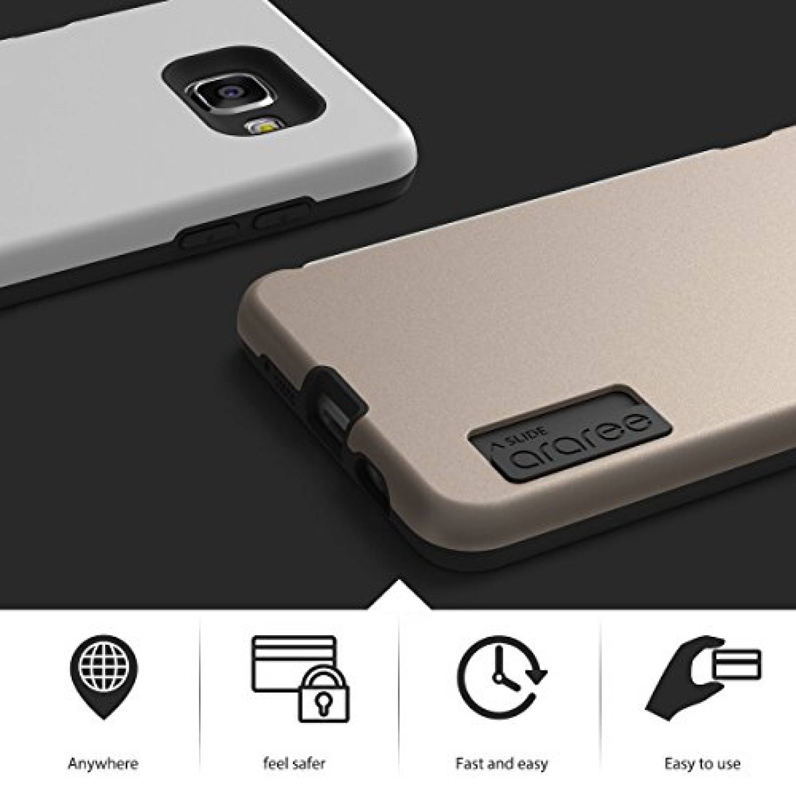 Funda ARAREE Galaxy A5 Case, [Amy Pocket] Ultra Thin Sli 16) (Gold)