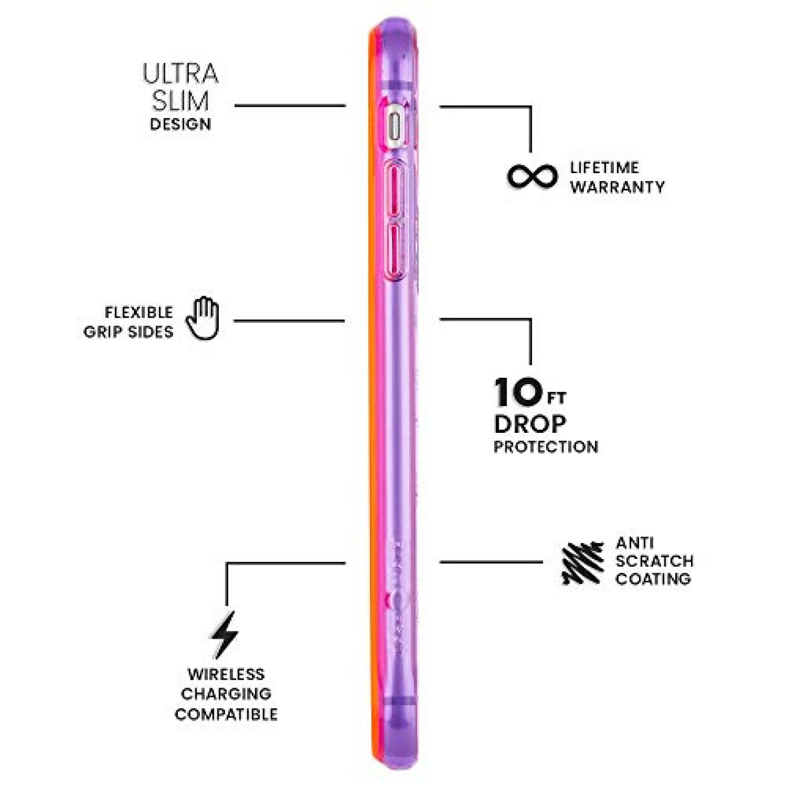 Funda Case-Mate - iPhone 8 Plus Neon Case - Tough Neon - urple Neon