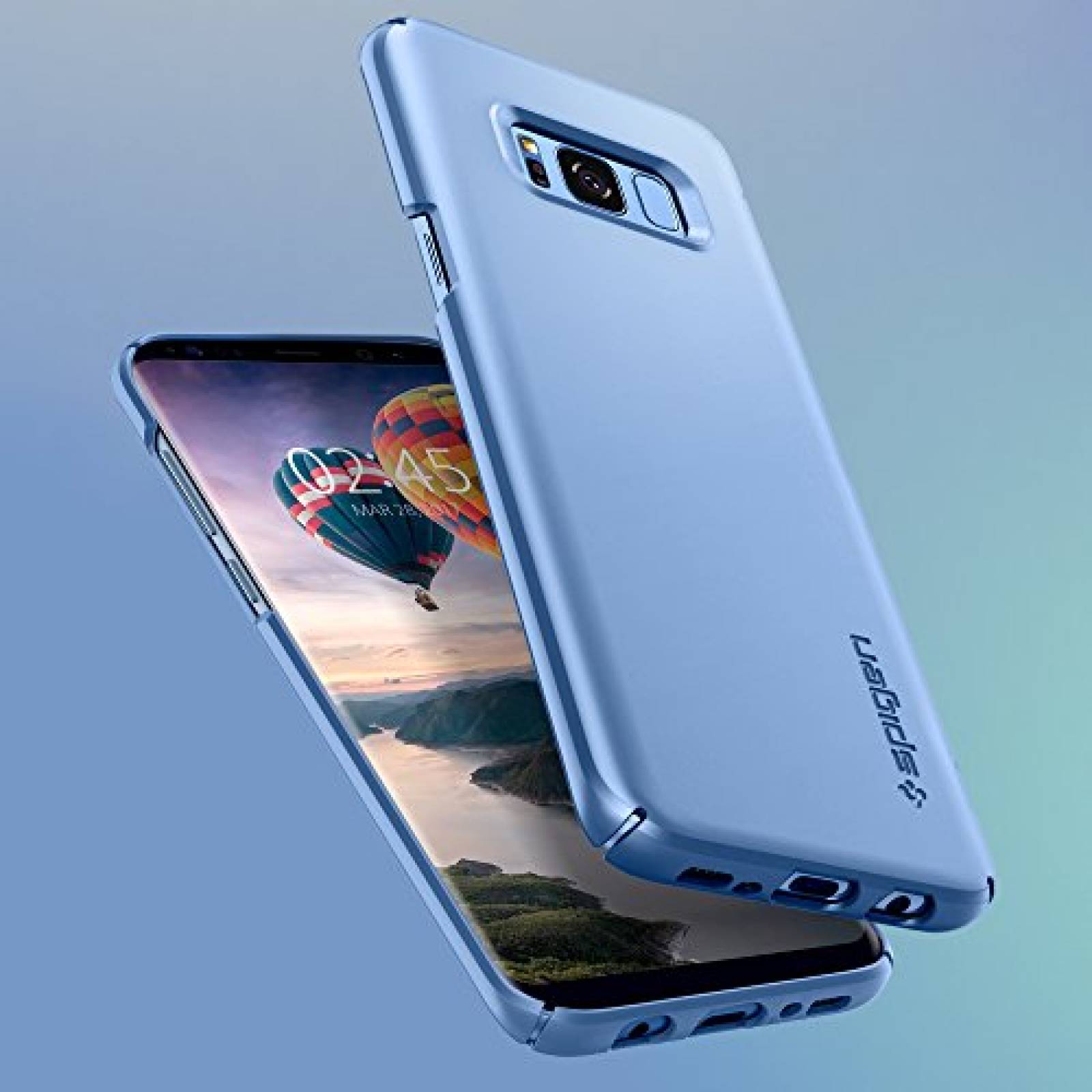 Funda Spigen Funda para Galaxy S8 Plus, Thin Fit, Encaja Azul Coral