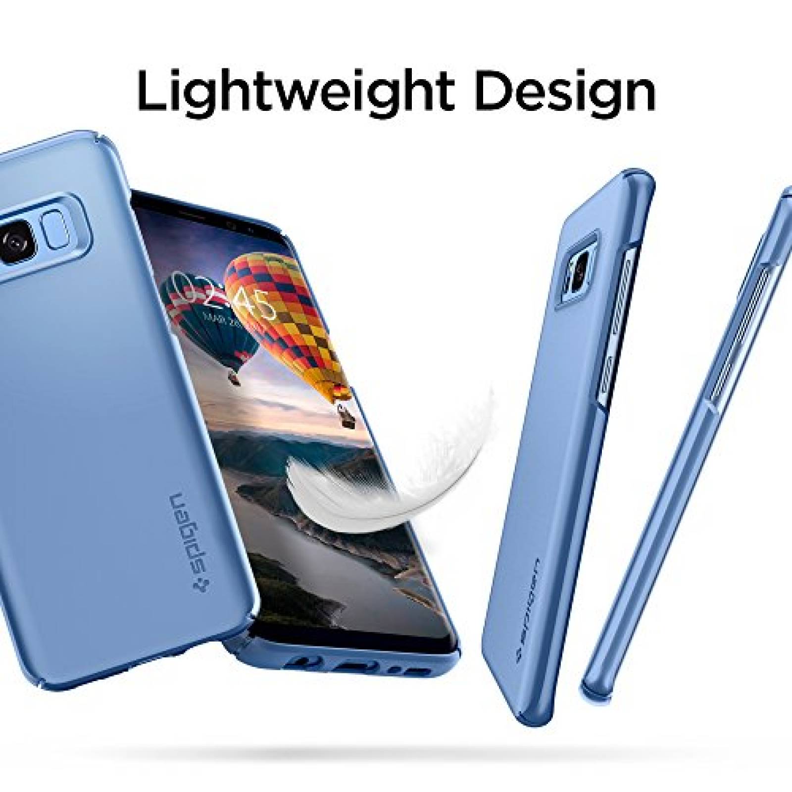 Funda Spigen Funda para Galaxy S8 Plus, Thin Fit, Encaja Azul Coral