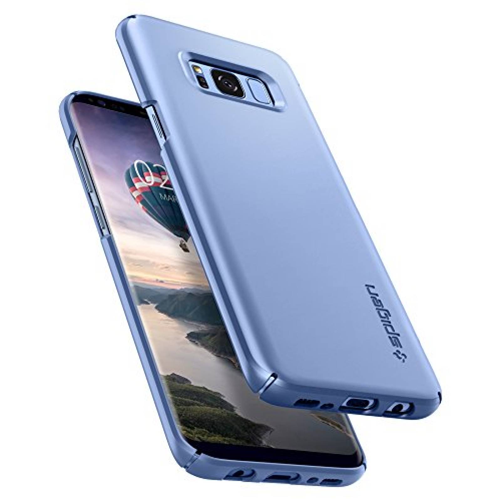 Funda Spigen Funda para Galaxy S8 Plus, Thin Fit, Encaja Azul Coral