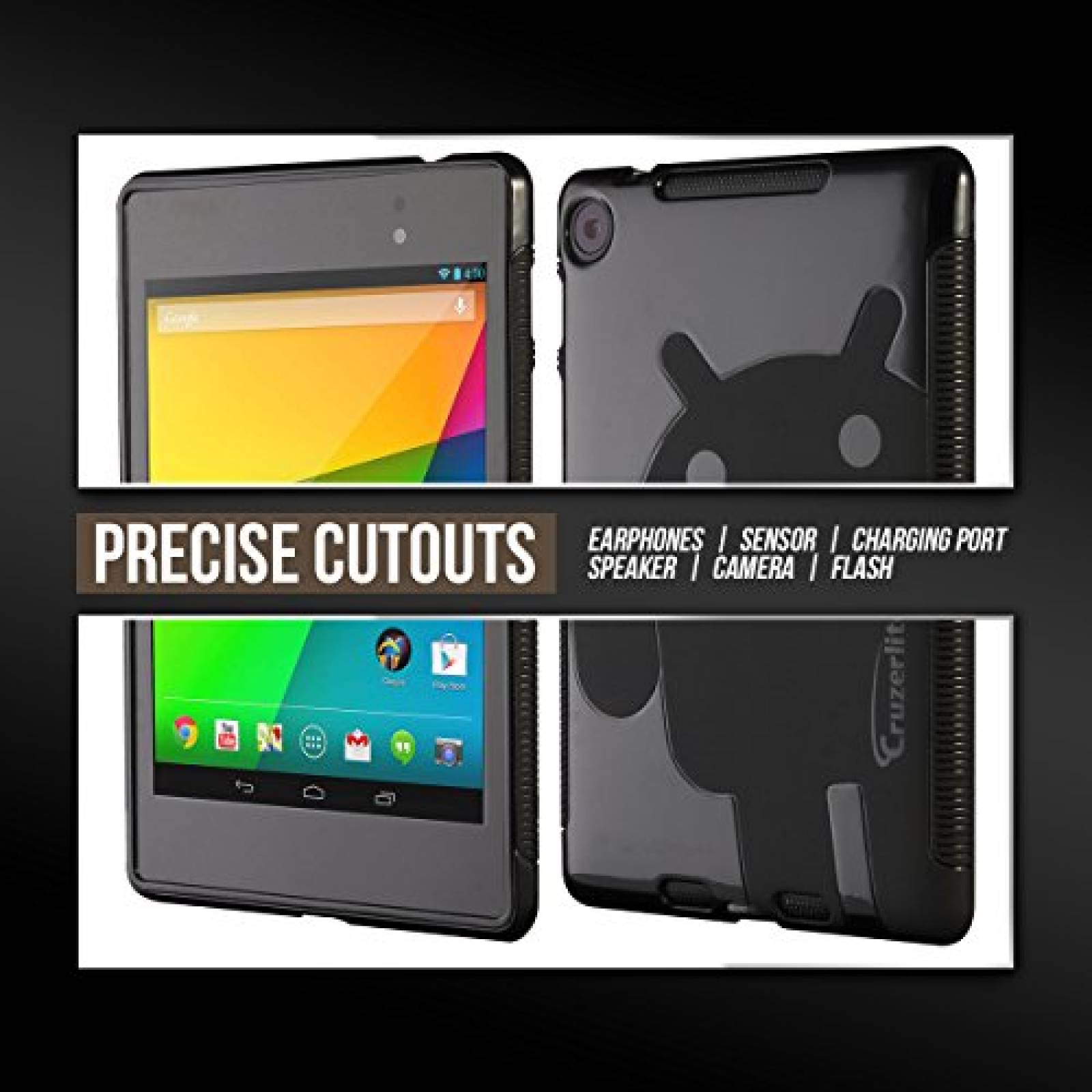 Funda Cruzerlite Funda para Nexus 7 FHD (2013), Androidi olor Negro