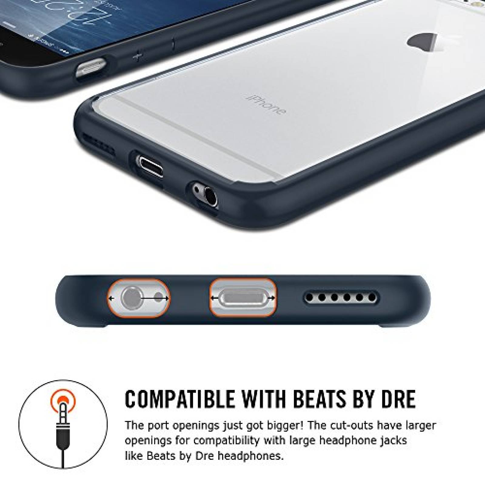 Funda iPhone 6 Funda, Spigen Ultra Hybrid - Colchón de a 4) - Black